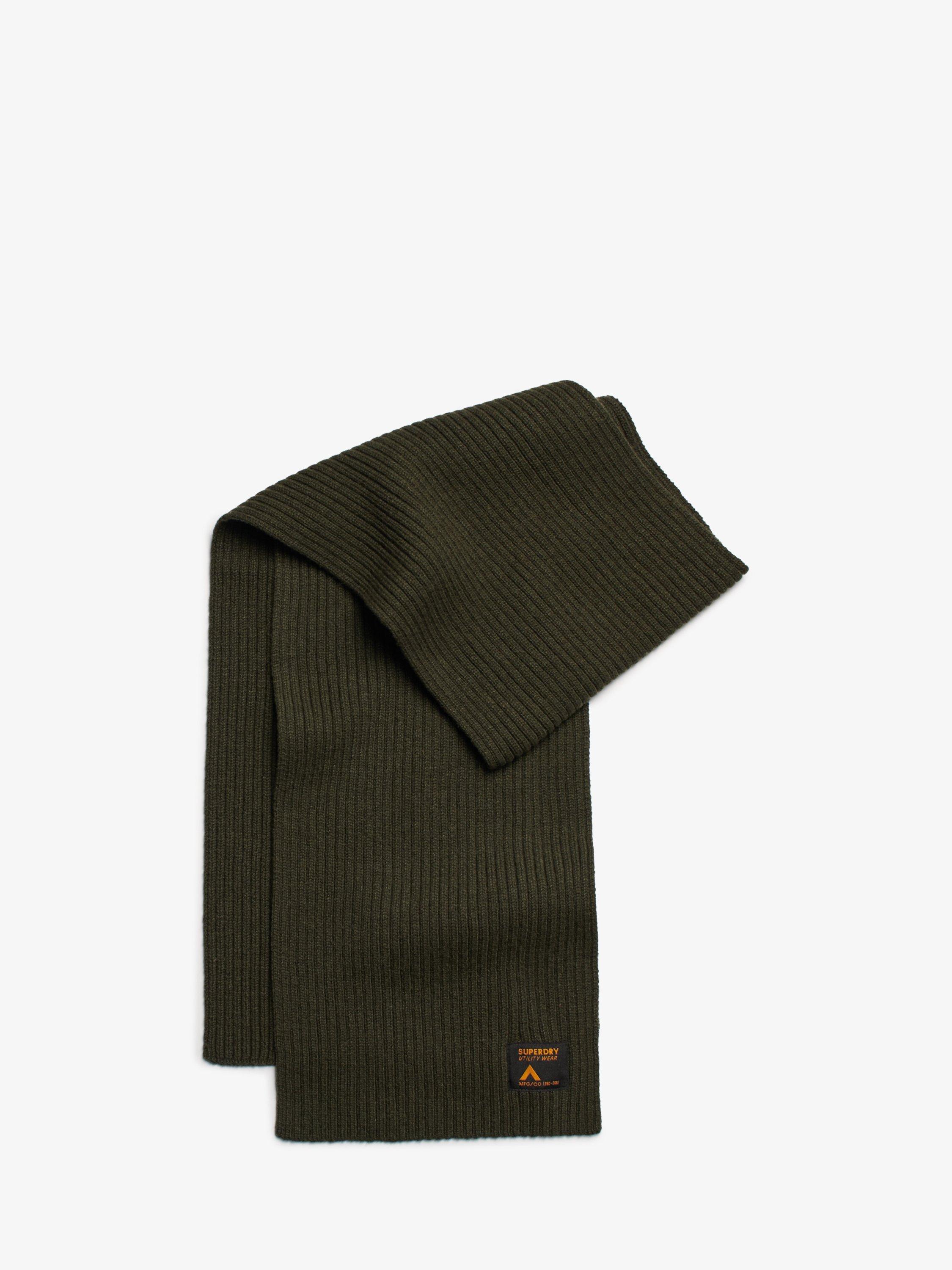 Product image 2 of 4, which shows Superdry Workwear Knitted Scarf, Olive Green, One Size