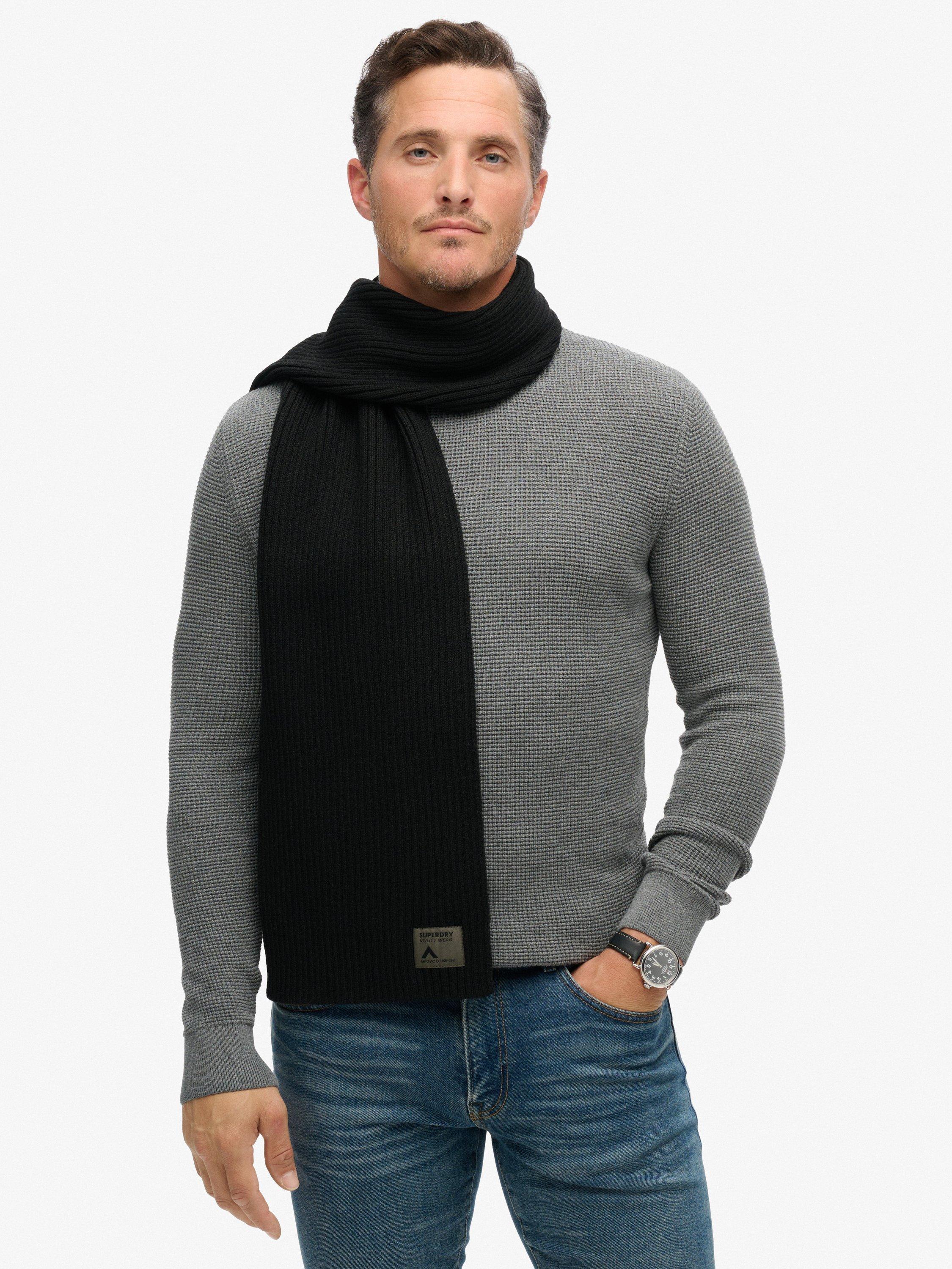 Product image 3 of 3, which shows Superdry Workwear Knitted Scarf, Black, One Size