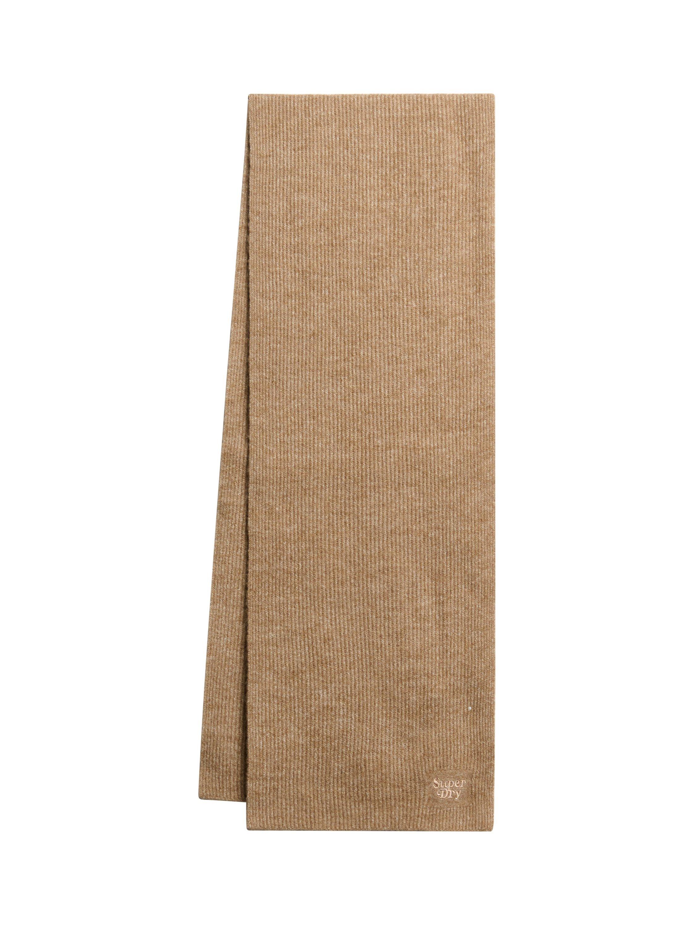 Product image 1 of 1, which shows Superdry Soft Rib Knit Scarf, Coconut Brown, One Size