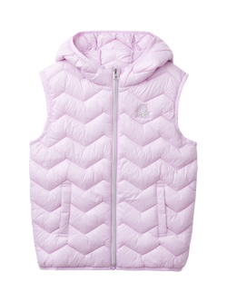 Benetton Kids' Quilted Hooded Gilet, Lilac, Lilac