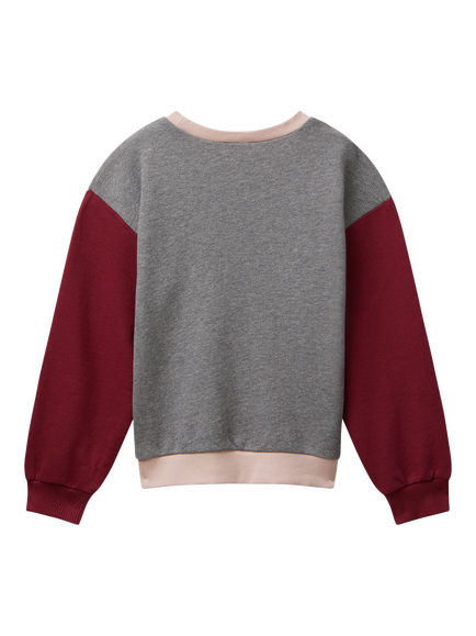 Benetton Kids' Cotton Colour Block Crew Neck Sweatshirt, Multi - view 2, Multi