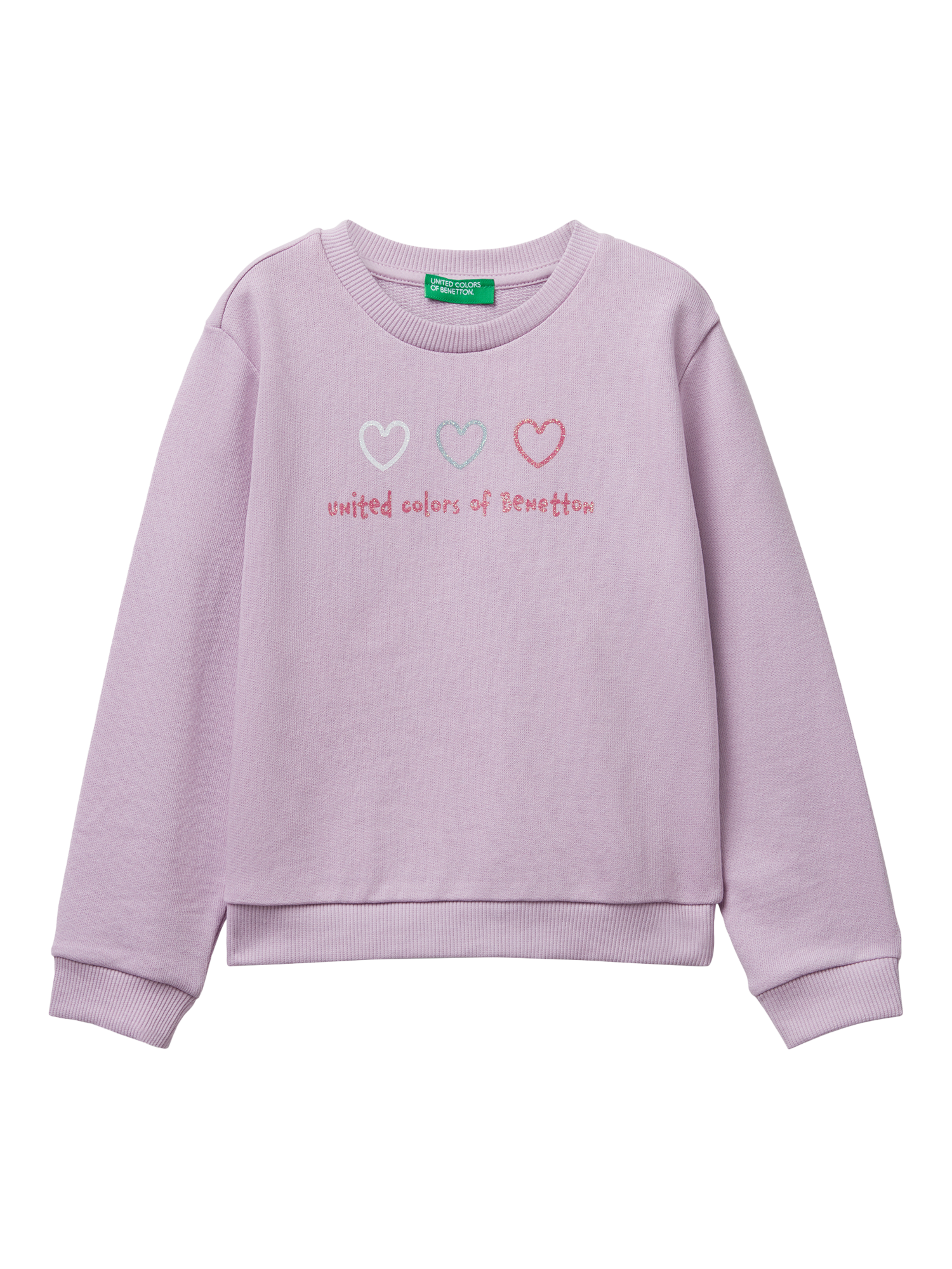 Product image 1 of 3, which shows Benetton Kids' Cotton Crew Neck Sweatshirt, Violet, 18-24 months