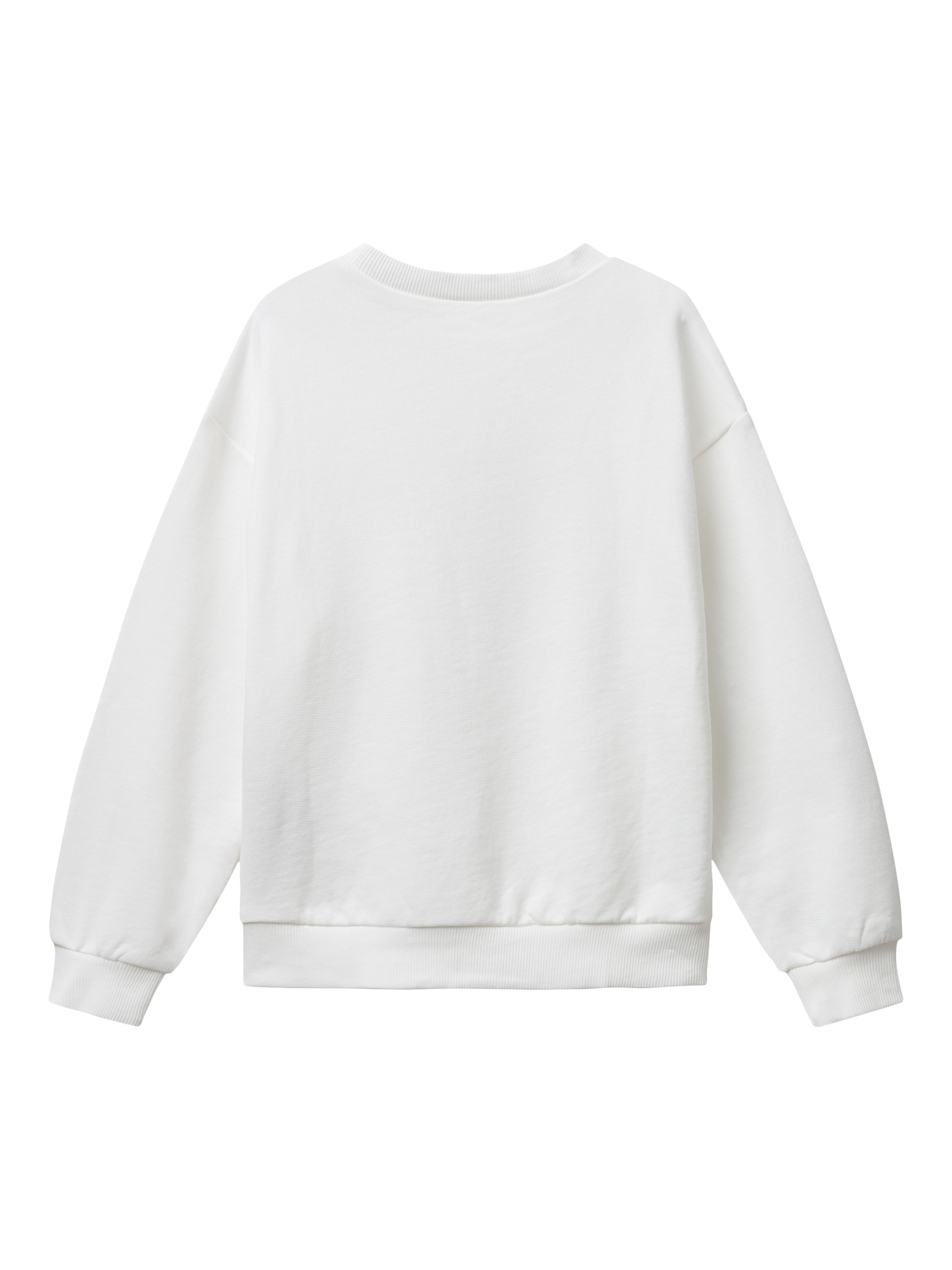 Product image 2 of 3, which shows Benetton Kids' Cotton Relaxed Glitter Logo Sweatshirt, White, 7-8 years