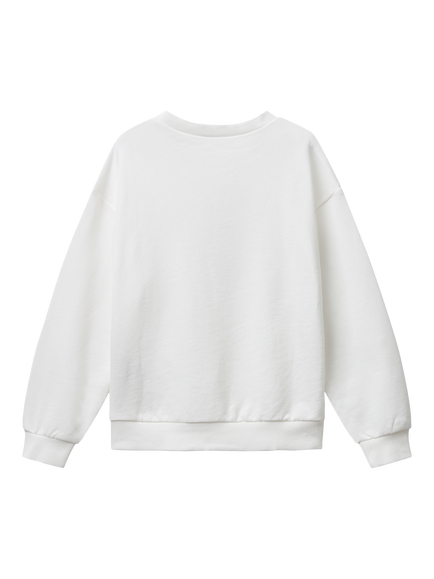 Benetton Kids' Cotton Relaxed Glitter Logo, White - view 2, White