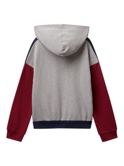 Benetton Kids' Cotton Colour Block Logo Hoodie, Multi - view 2, Multi