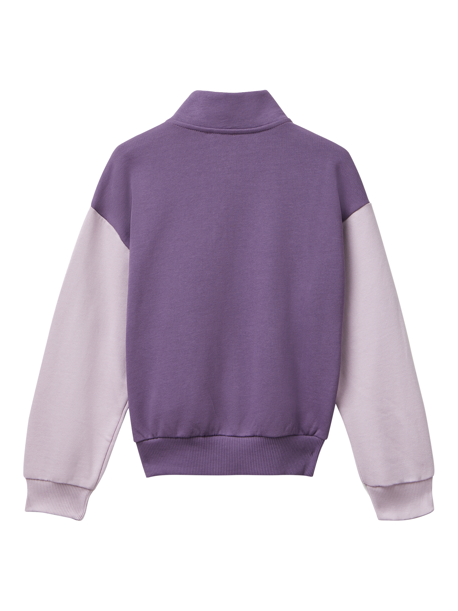 Product image 2 of 3, which shows Benetton Kids' Colour Block Zip Up Sweatshirt, Purple/Multi, 6-7 years