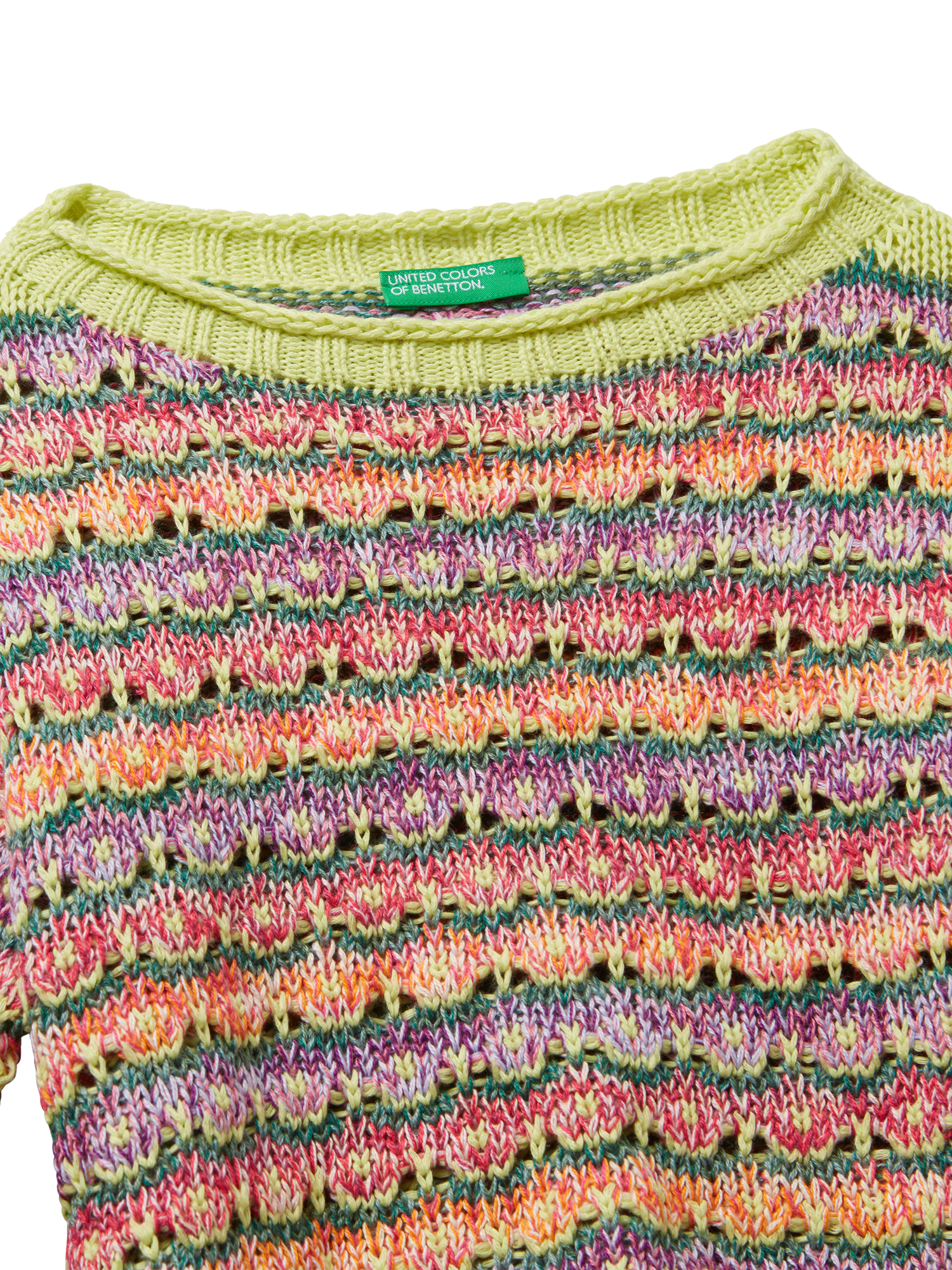 Product image 3 of 3, which shows Benetton Kids' Crew Neck Cropped Jumper, Yellow, 7-8 years