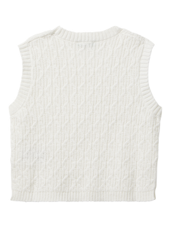 Benetton Kids' Cotton Blend Sleeveless Vest, White - view 2, White