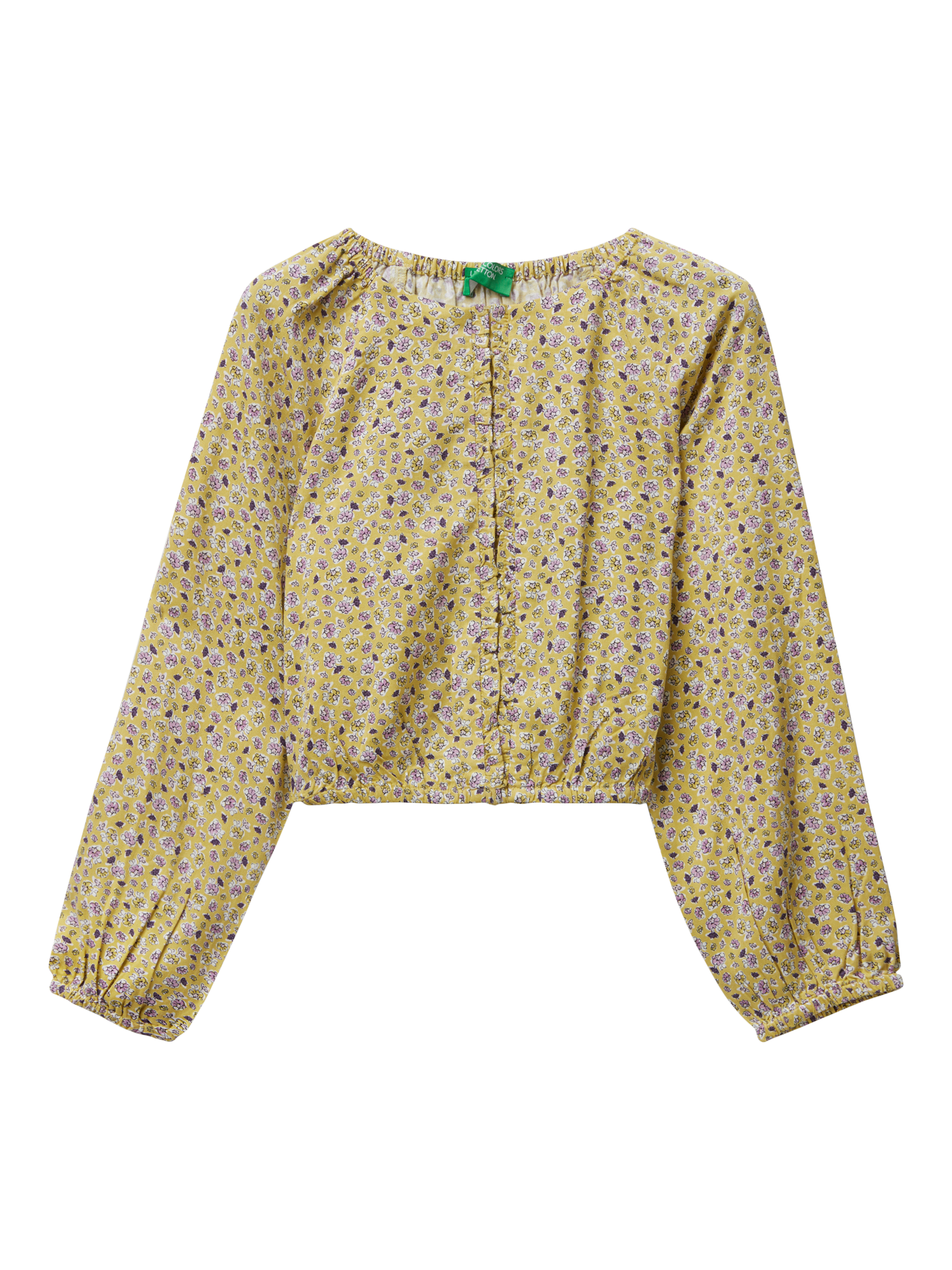 Product image 1 of 3, which shows Benetton Kids' Long Sleeved Ruffle Blouse, Multicolor, 8-9 years