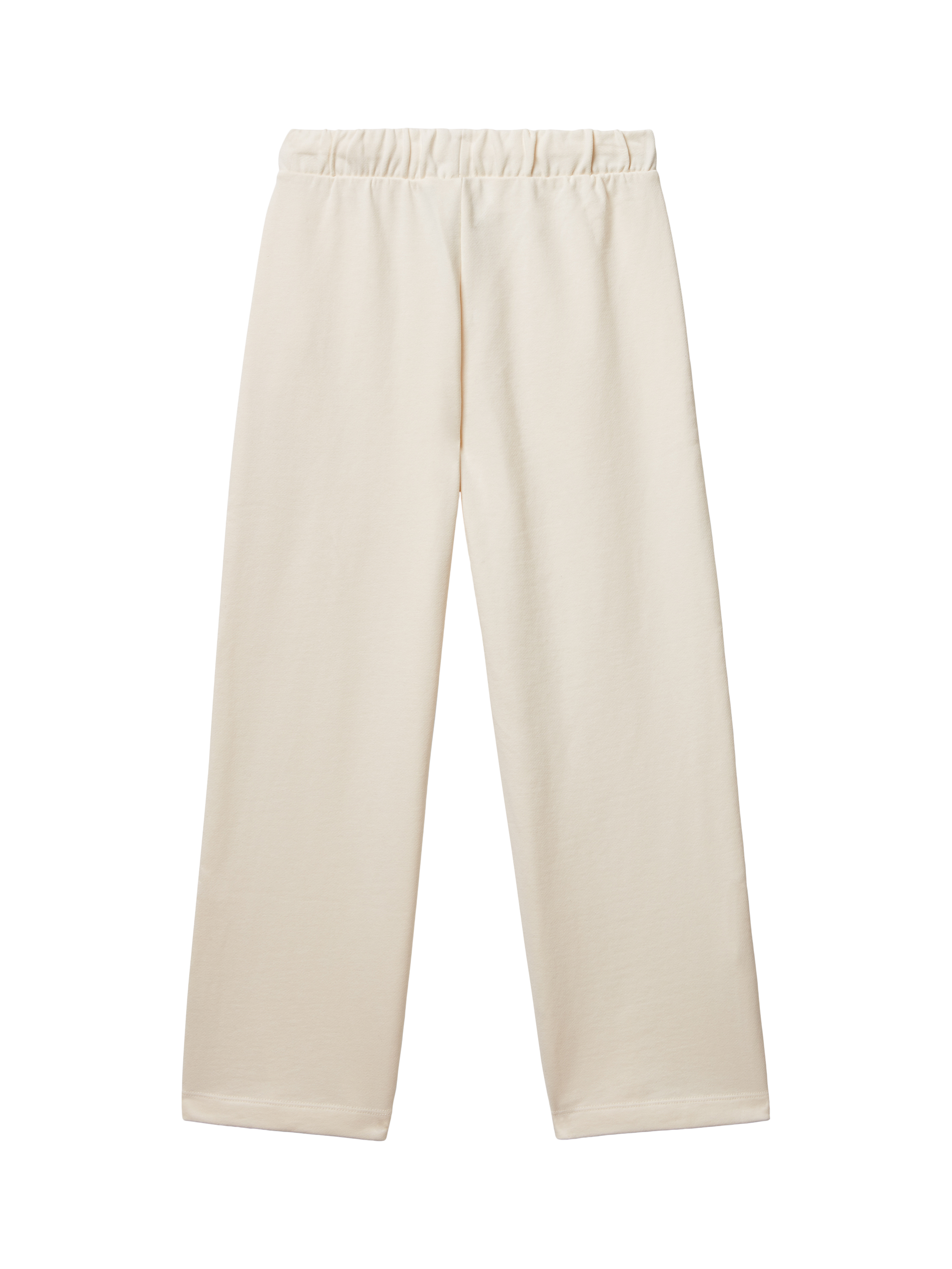 Product image 2 of 3, which shows Benetton Kids' Cotton Drawstring Ankle Slit Trousers, White, 8-9 years