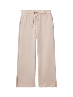 Benetton Kids' Cotton Drawstring Ankle Slit Trousers, Pink