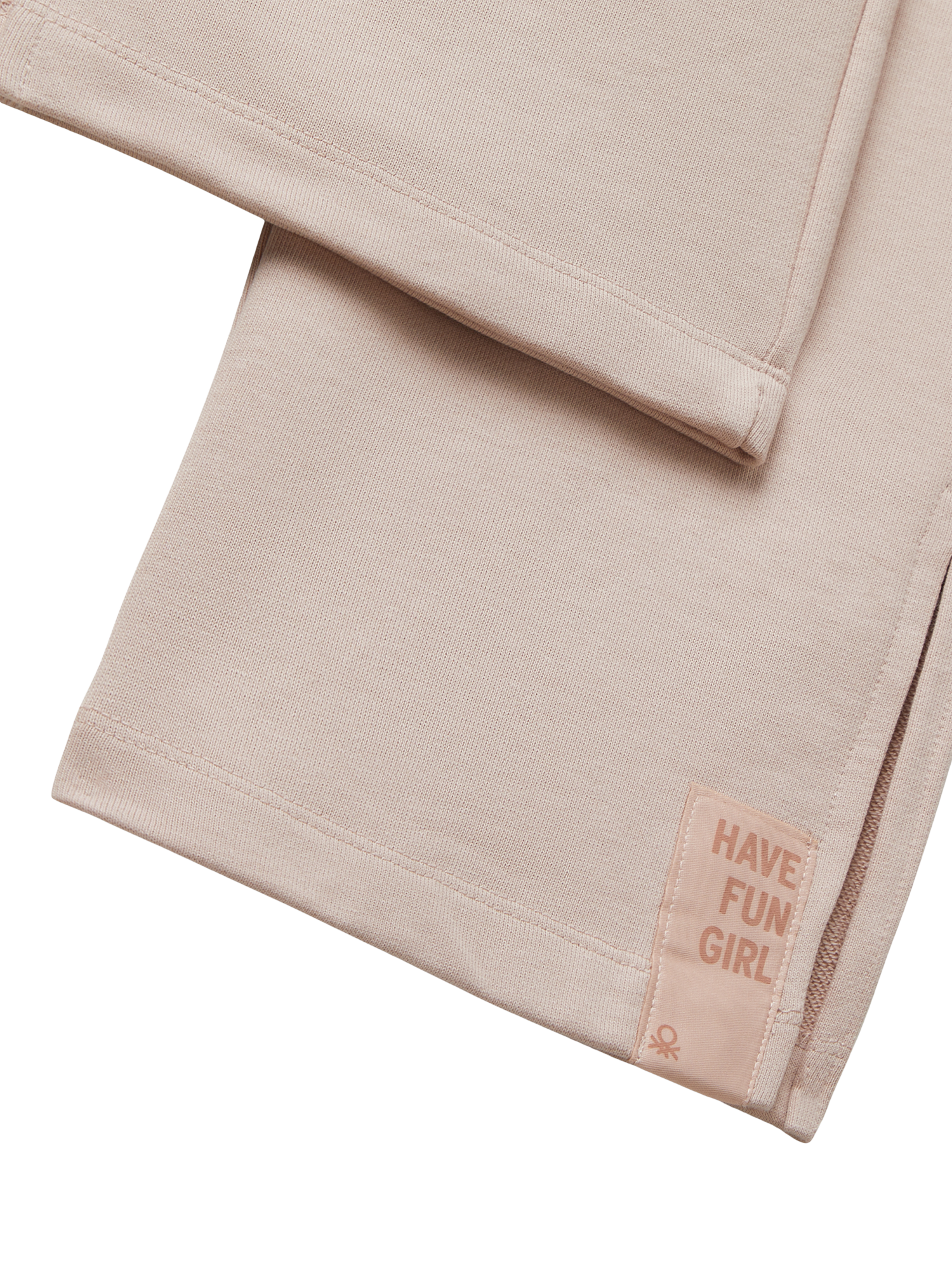 Product image 3 of 3, which shows Benetton Kids' Cotton Drawstring Ankle Slit Trousers, Pink, 6-7 years