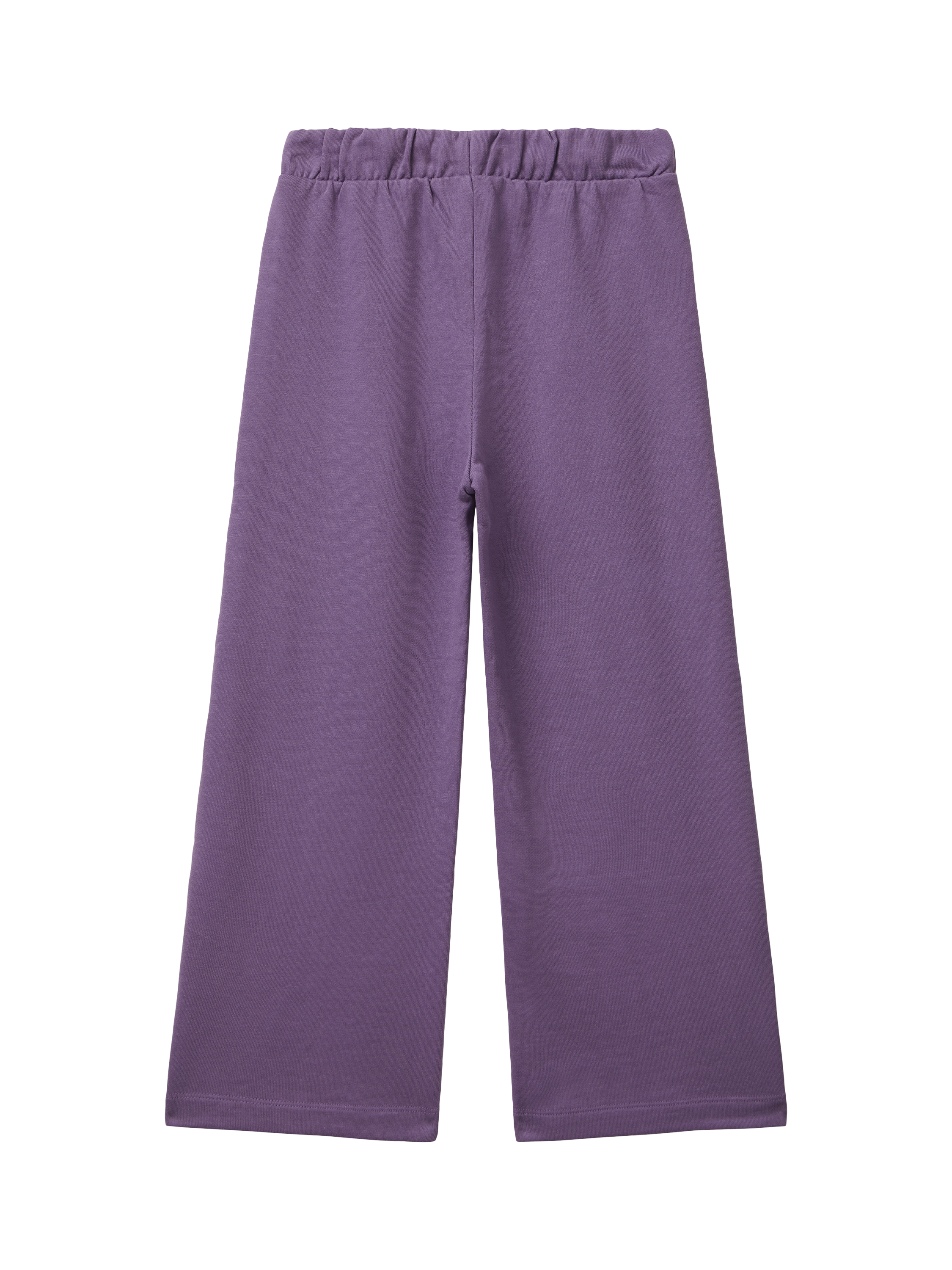 Product image 2 of 3, which shows Benetton Kids' Cotton Drawstring Ankle Slit Trousers, Violet, 10-11 years