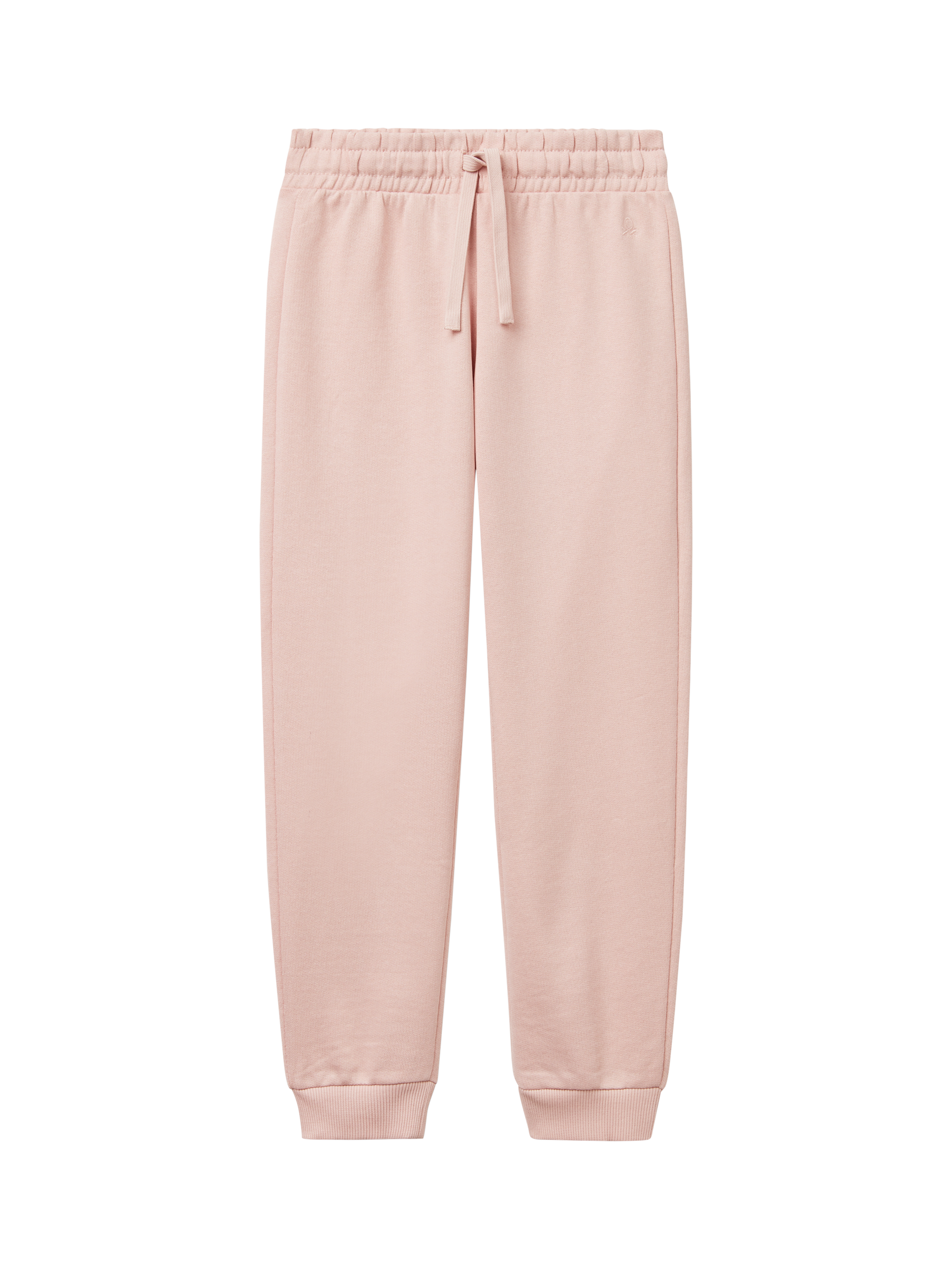 Product image 1 of 3, which shows Benetton Kids' Cotton Fleece Relaxed Drawstring Joggers, Pink, 6-7 years