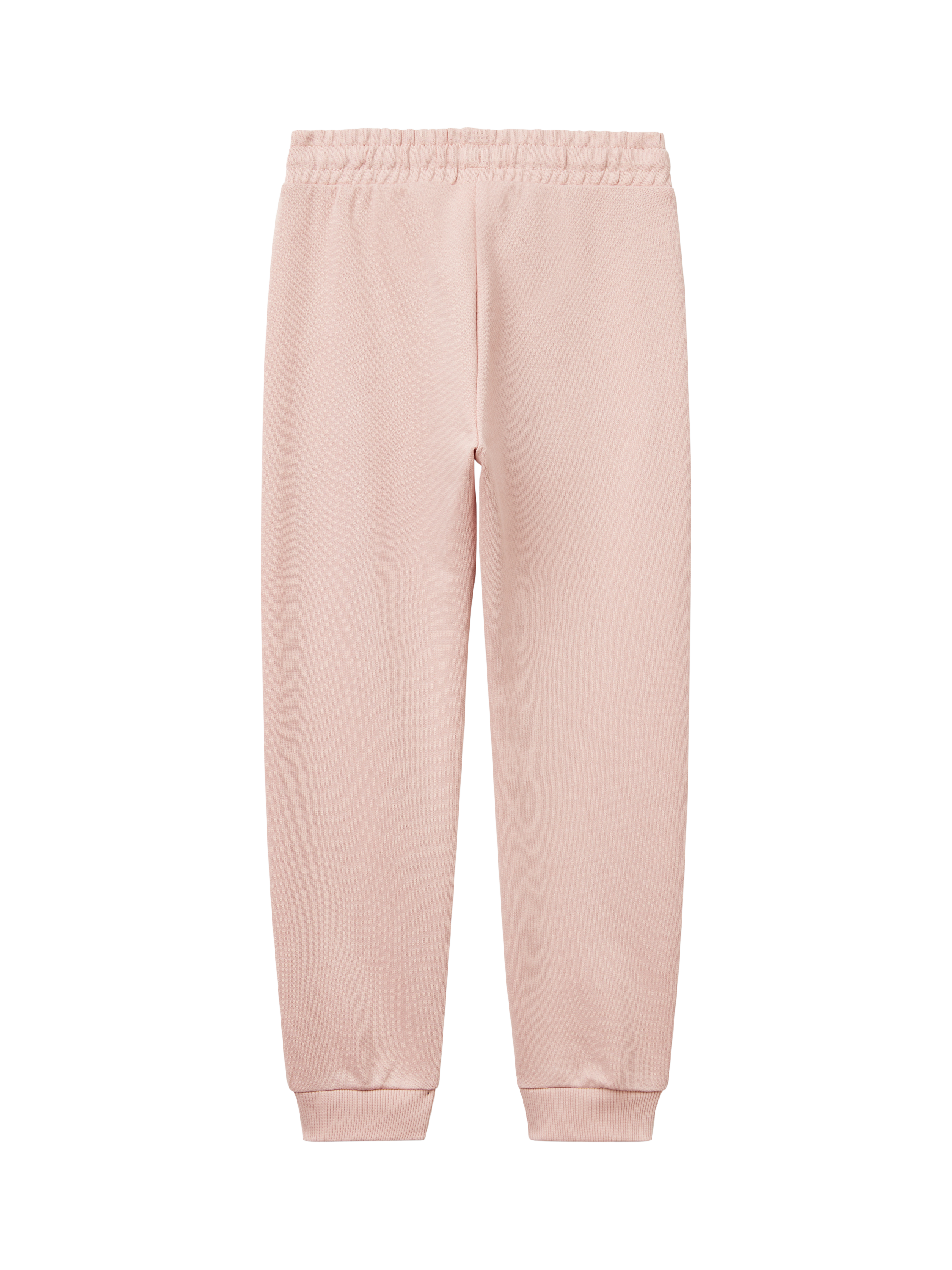 Product image 2 of 3, which shows Benetton Kids' Cotton Fleece Relaxed Drawstring Joggers, Pink, 6-7 years