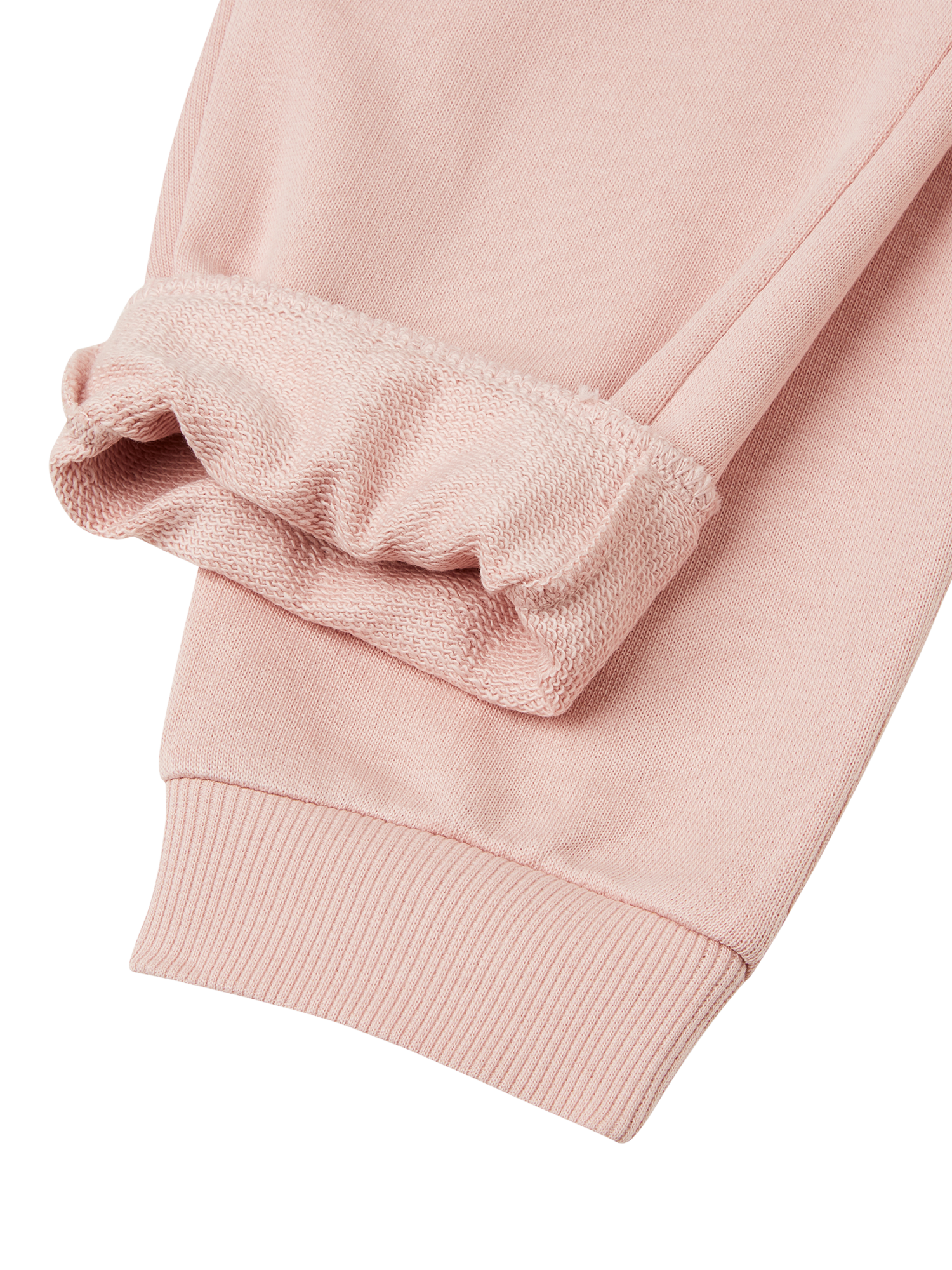 Product image 3 of 3, which shows Benetton Kids' Cotton Fleece Relaxed Drawstring Joggers, Pink, 6-7 years