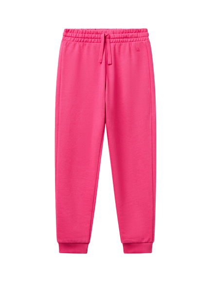 Benetton Kids' Cotton Fleece Relaxed Drawstring Joggers, Violet