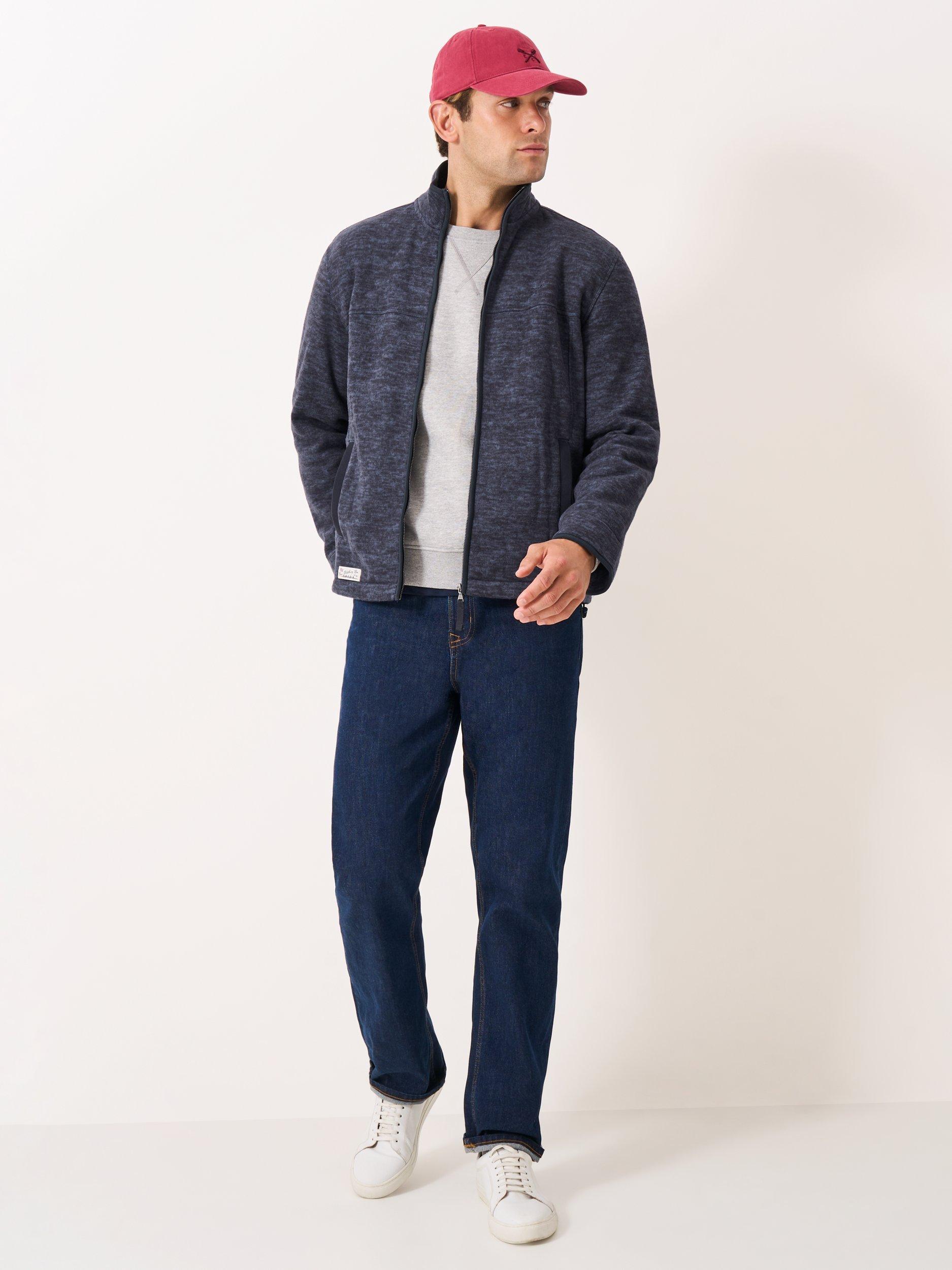 Product image 3 of 5, which shows Crew Clothing Space Dyed Zip-Through Jacket, Indigo Blue, L