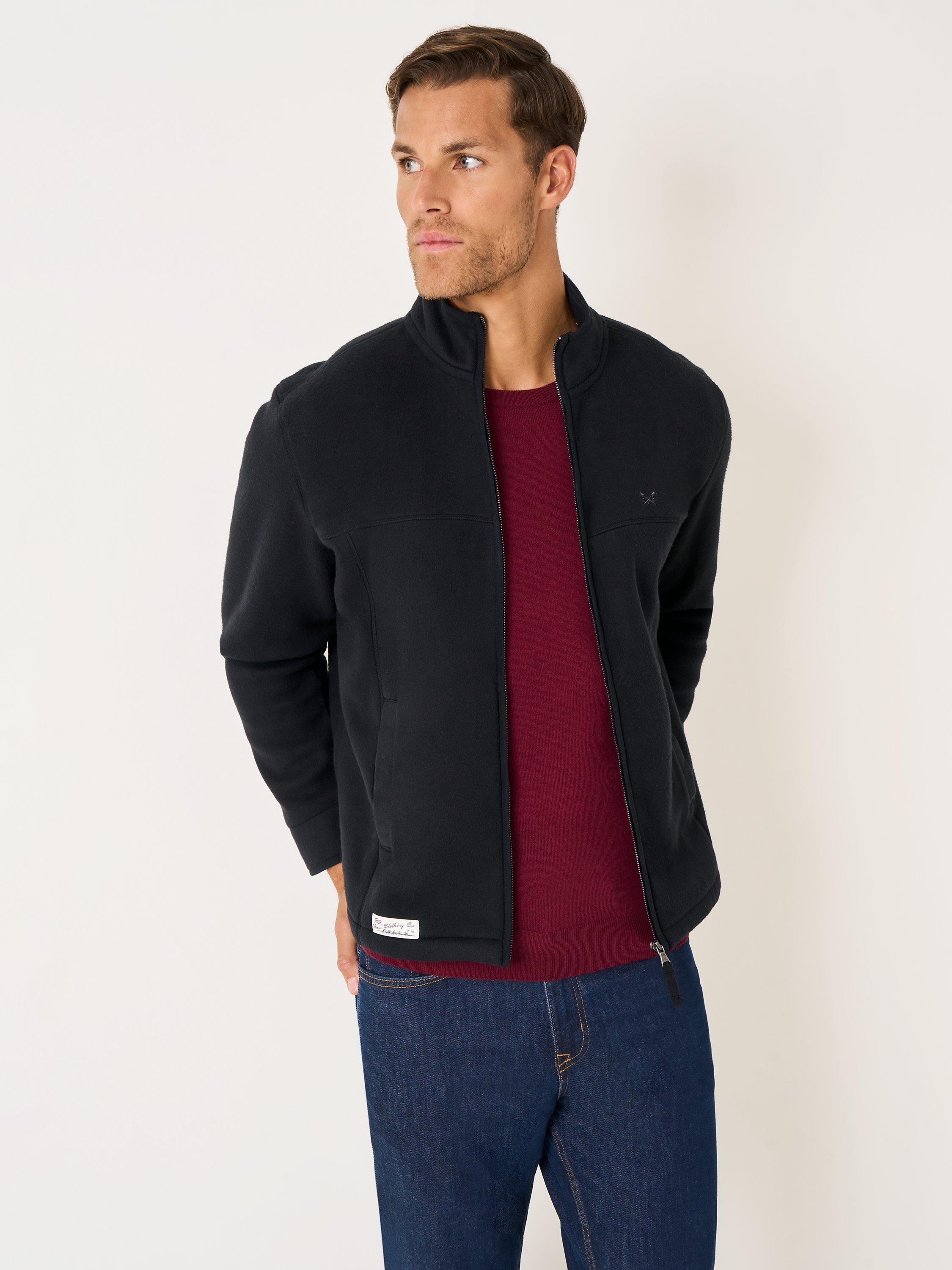 Product image 1 of 5, which shows Crew Clothing Zip-Through Fleece Jacket, Black, L