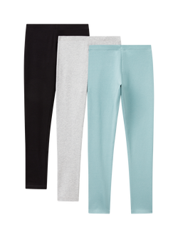 Benetton Kids' Cotton Blend Leggings, Pack of 3 - view 2, Blue/Multi