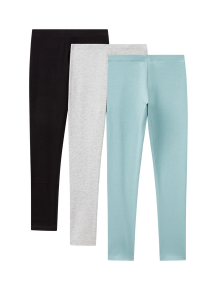 Benetton Kids' Cotton Blend Leggings, Pack of 3 - view 2, Blue/Multi