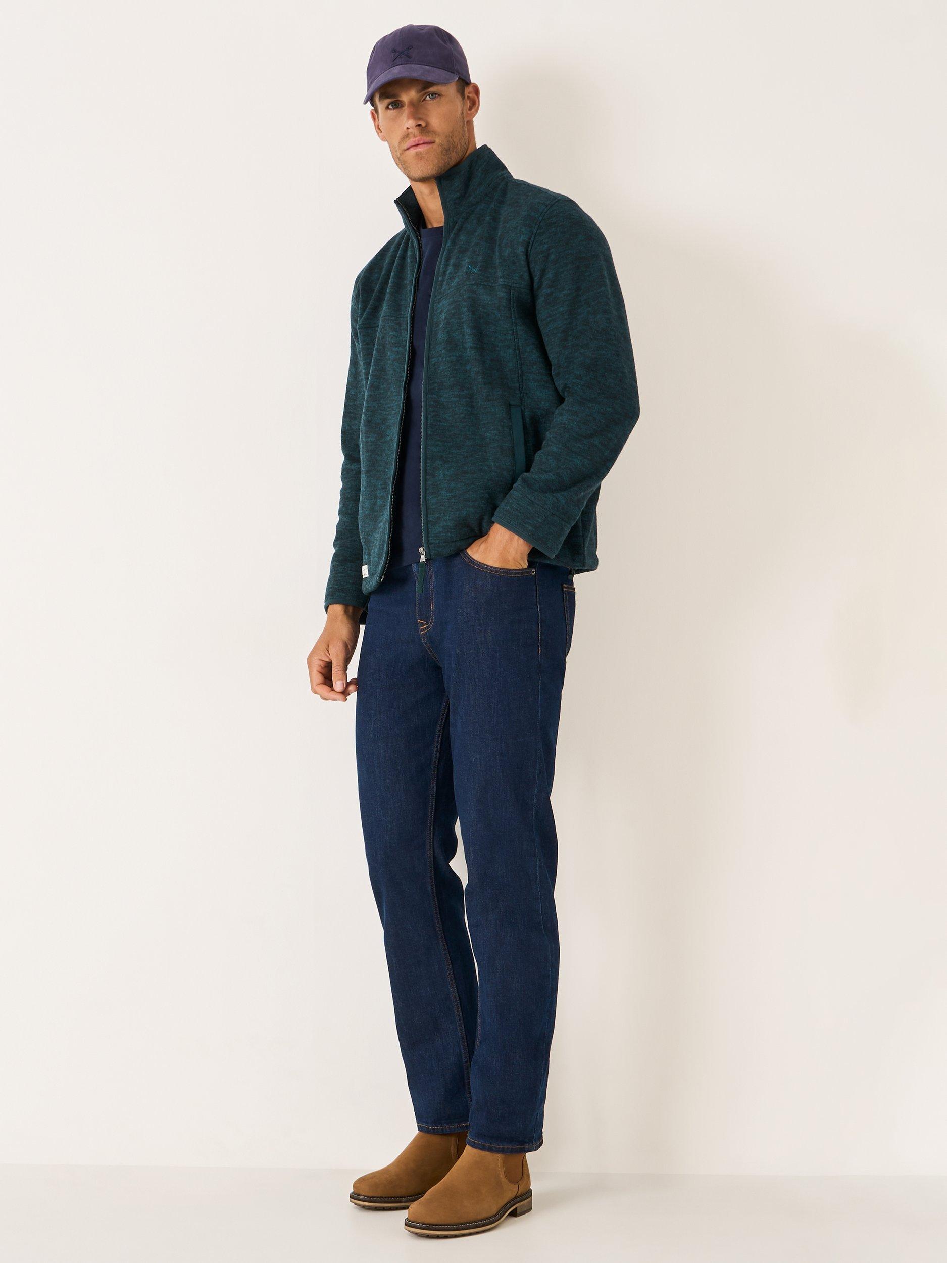 Product image 3 of 5, which shows Crew Clothing Space Dyed Zip Through Jacket, Bottle Green, L