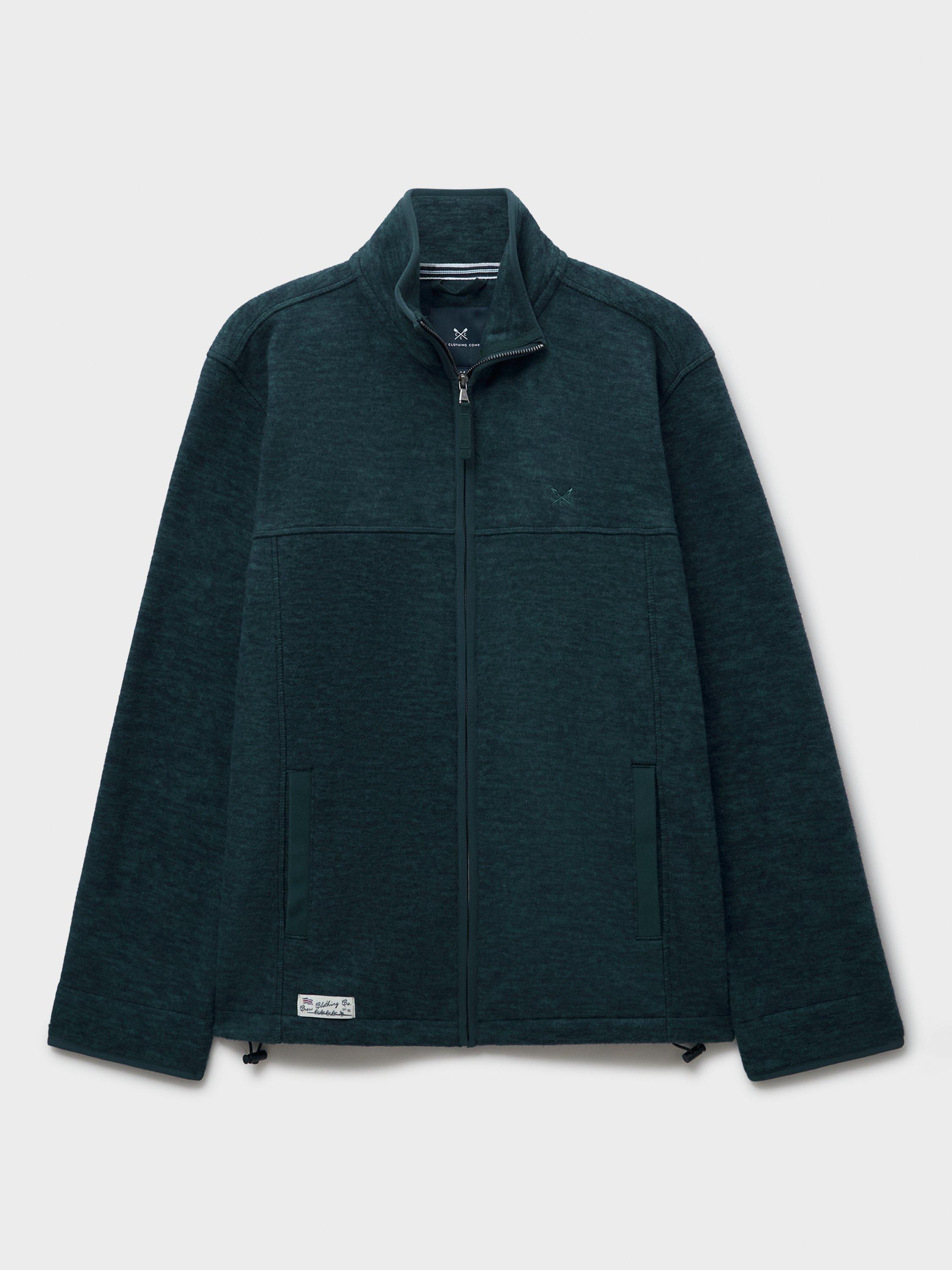 Product image 5 of 5, which shows Crew Clothing Space Dyed Zip Through Jacket, Bottle Green, L
