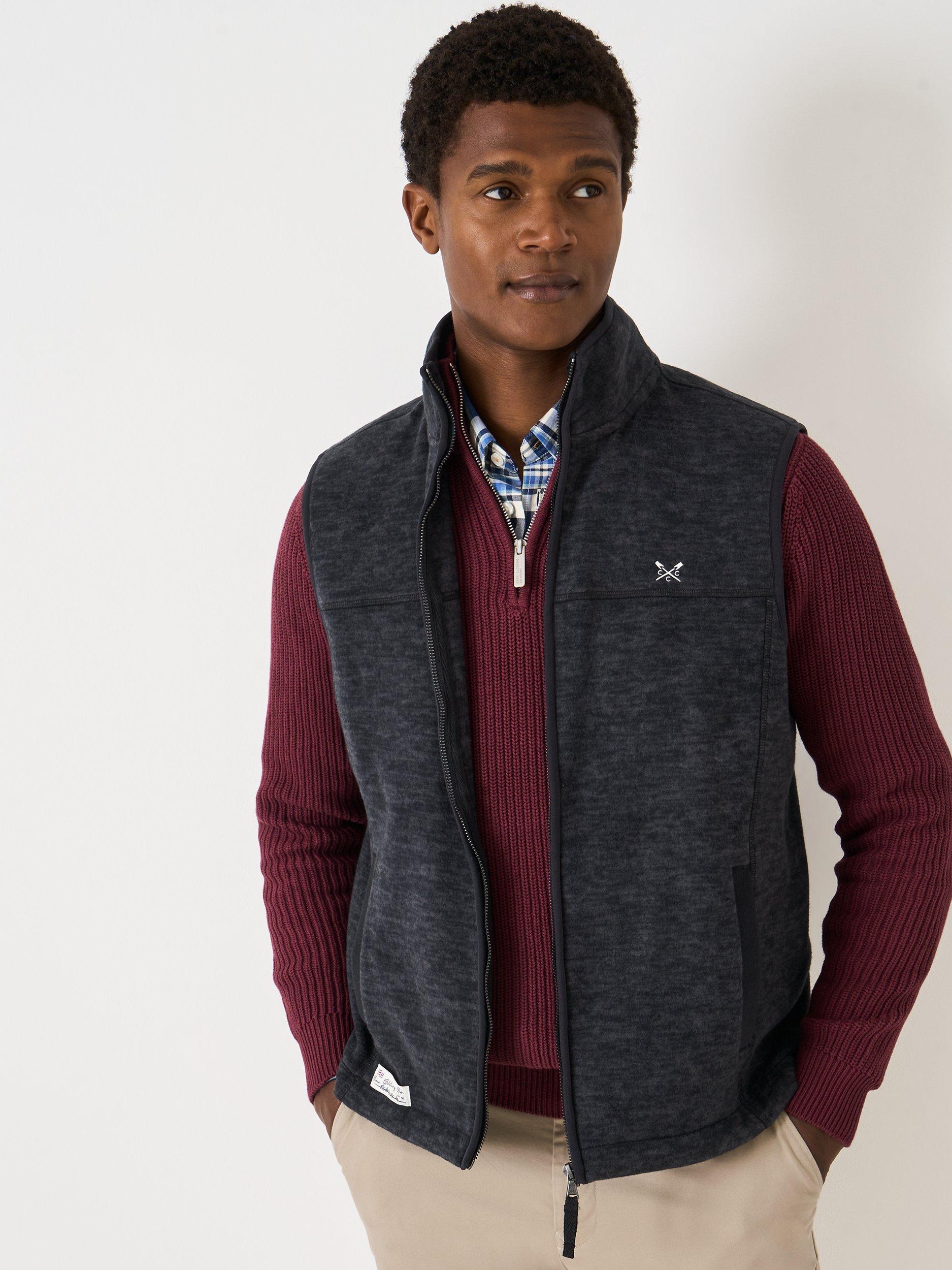 Product image 1 of 5, which shows Crew Clothing Space Dye Gilet, Graphite Grey, XS