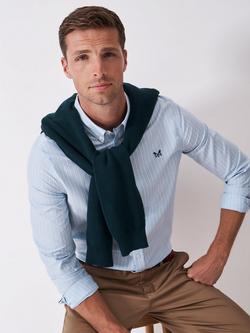 Crew Clothing Timsley Cotton Regular Fit Stripe Oxford Shirt, Ocean Blue