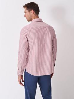 Crew Clothing Timsley Cotton Regular Fit Stripe Oxford Shirt - view 2, Cherry Red