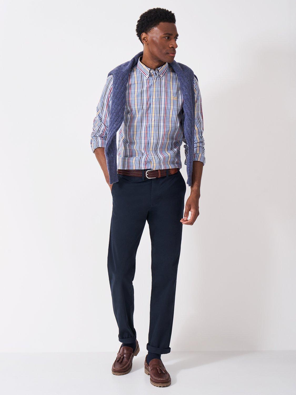 Product image 3 of 5, which shows Crew Clothing Cotton Slim Fit Check Shirt, Multi Blue, L