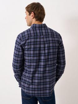 Crew Clothing Black Watch Tartan Cotton Button Collar Shirt, Dark Blue - view 2, Dark Blue