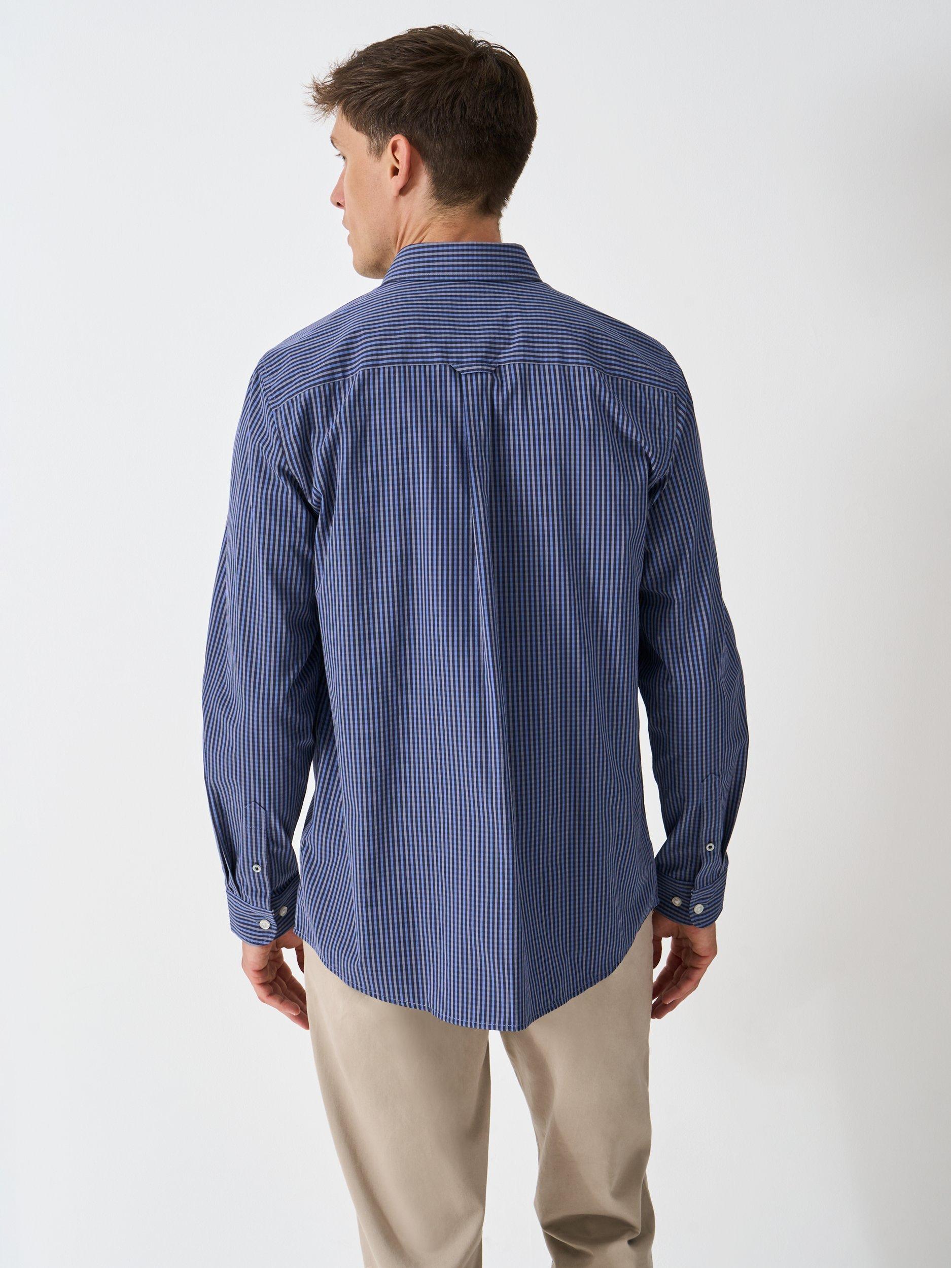 Product image 2 of 5, which shows Crew Clothing Micro Gingham Classic Fit Shirt, Dark Blue, L