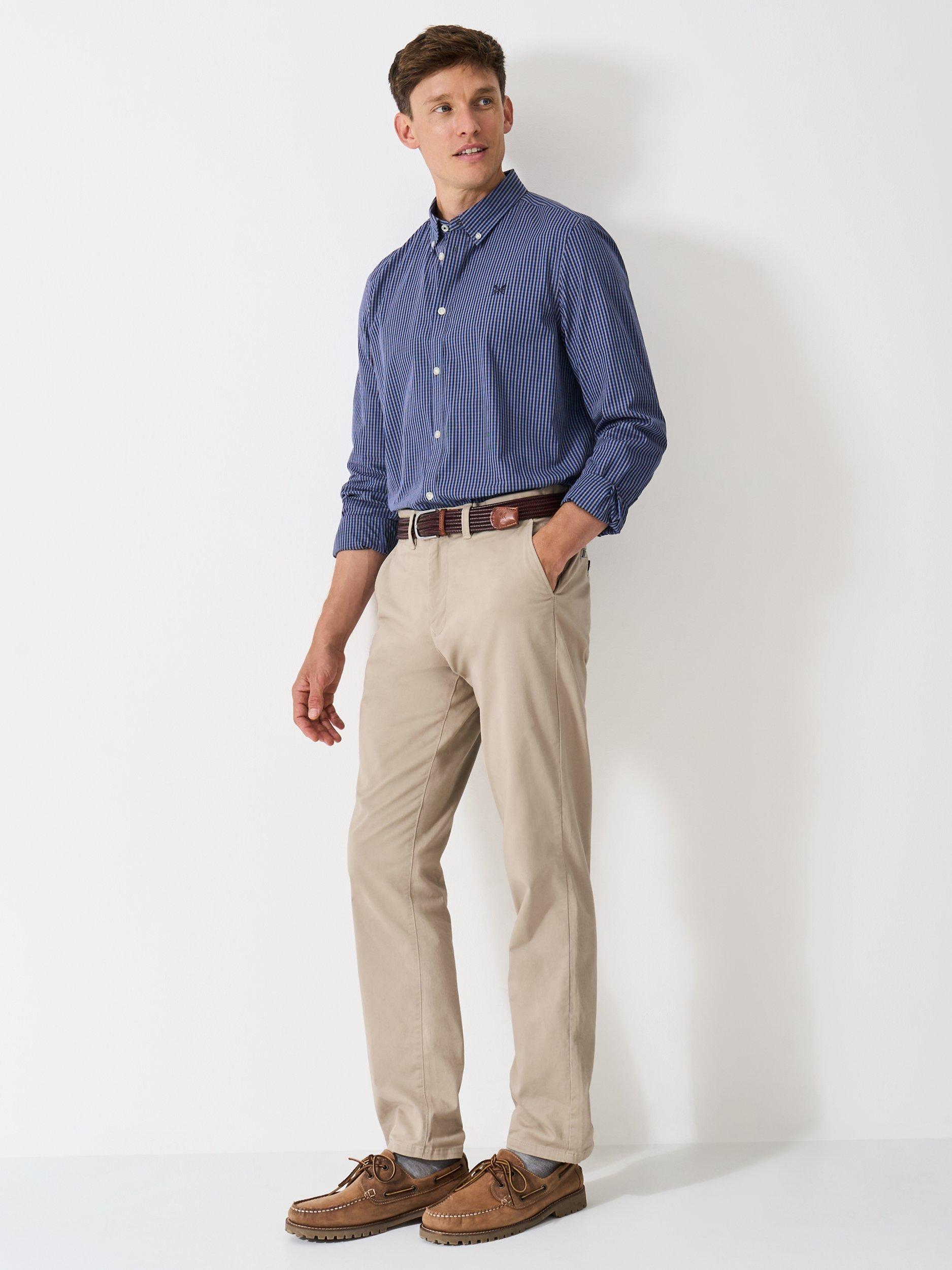 Product image 3 of 5, which shows Crew Clothing Micro Gingham Classic Fit Shirt, Dark Blue, L