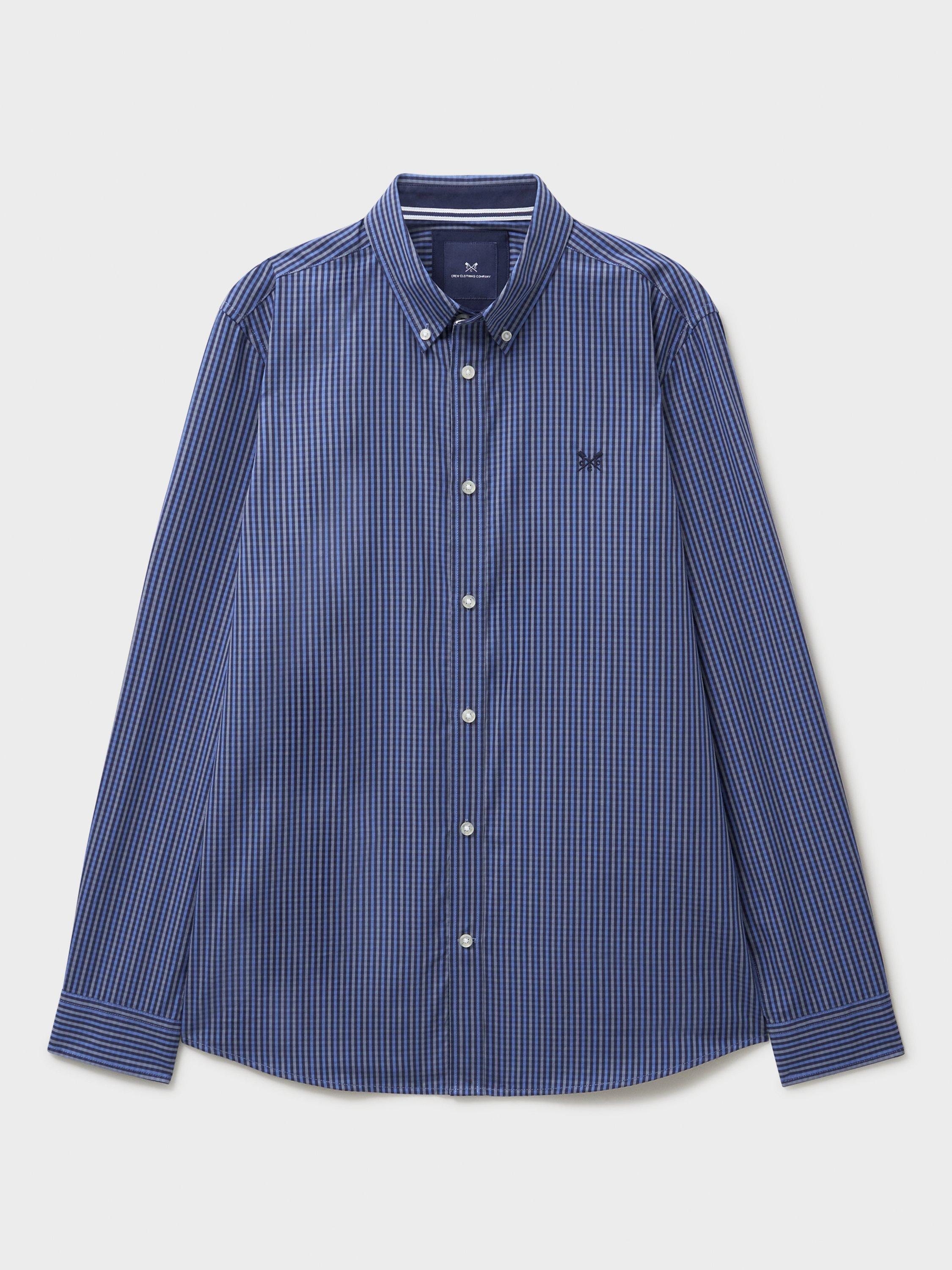 Product image 5 of 5, which shows Crew Clothing Micro Gingham Classic Fit Shirt, Dark Blue, L
