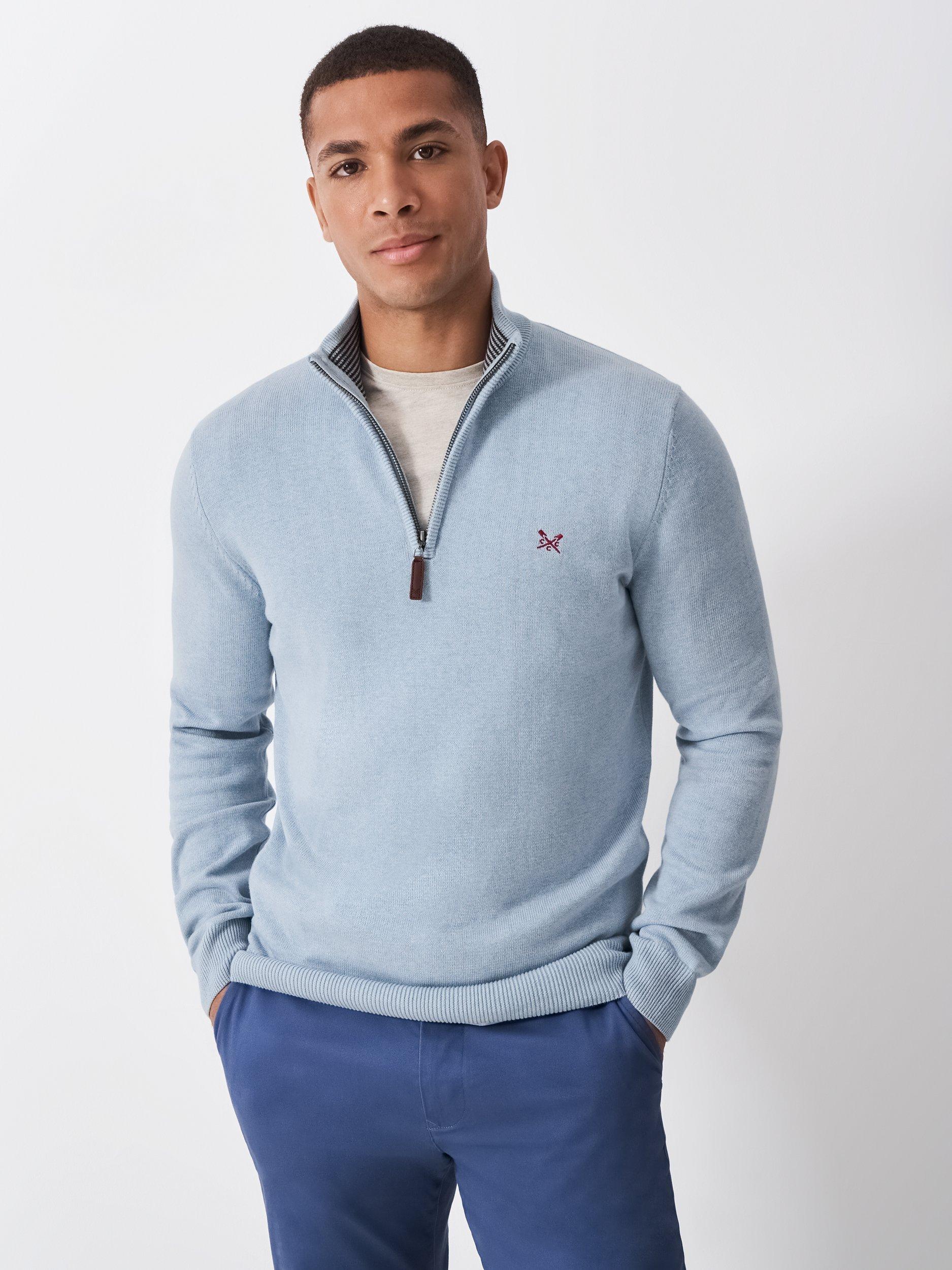 Product image 1 of 5, which shows Crew Clothing Cotton Half-Zip Jumper, Blue, XS