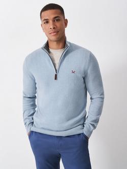 Crew Clothing Cotton Half-Zip Jumper, Blue