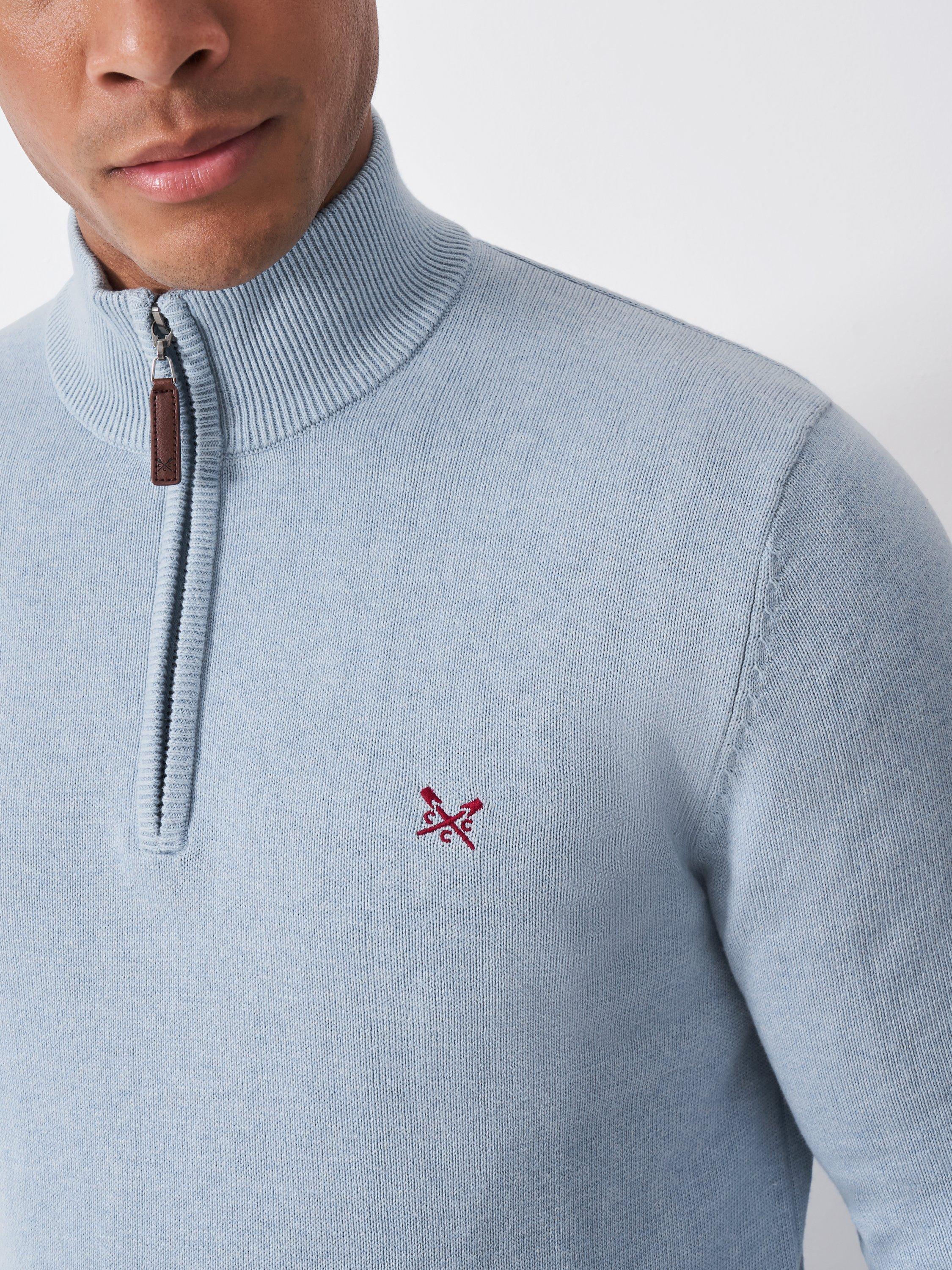 Product image 4 of 5, which shows Crew Clothing Cotton Half-Zip Jumper, Blue, XS