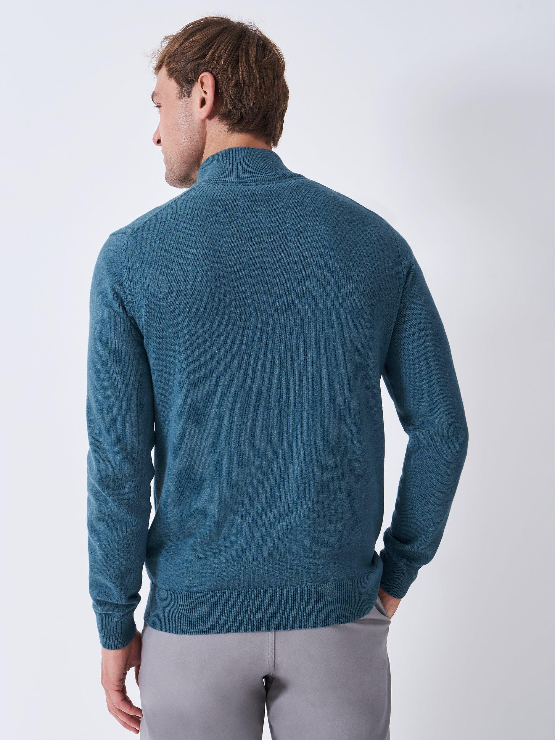 Product image 2 of 5, which shows Crew Clothing Cotton Half-Zip Jumper, Cobalt Blue, XS