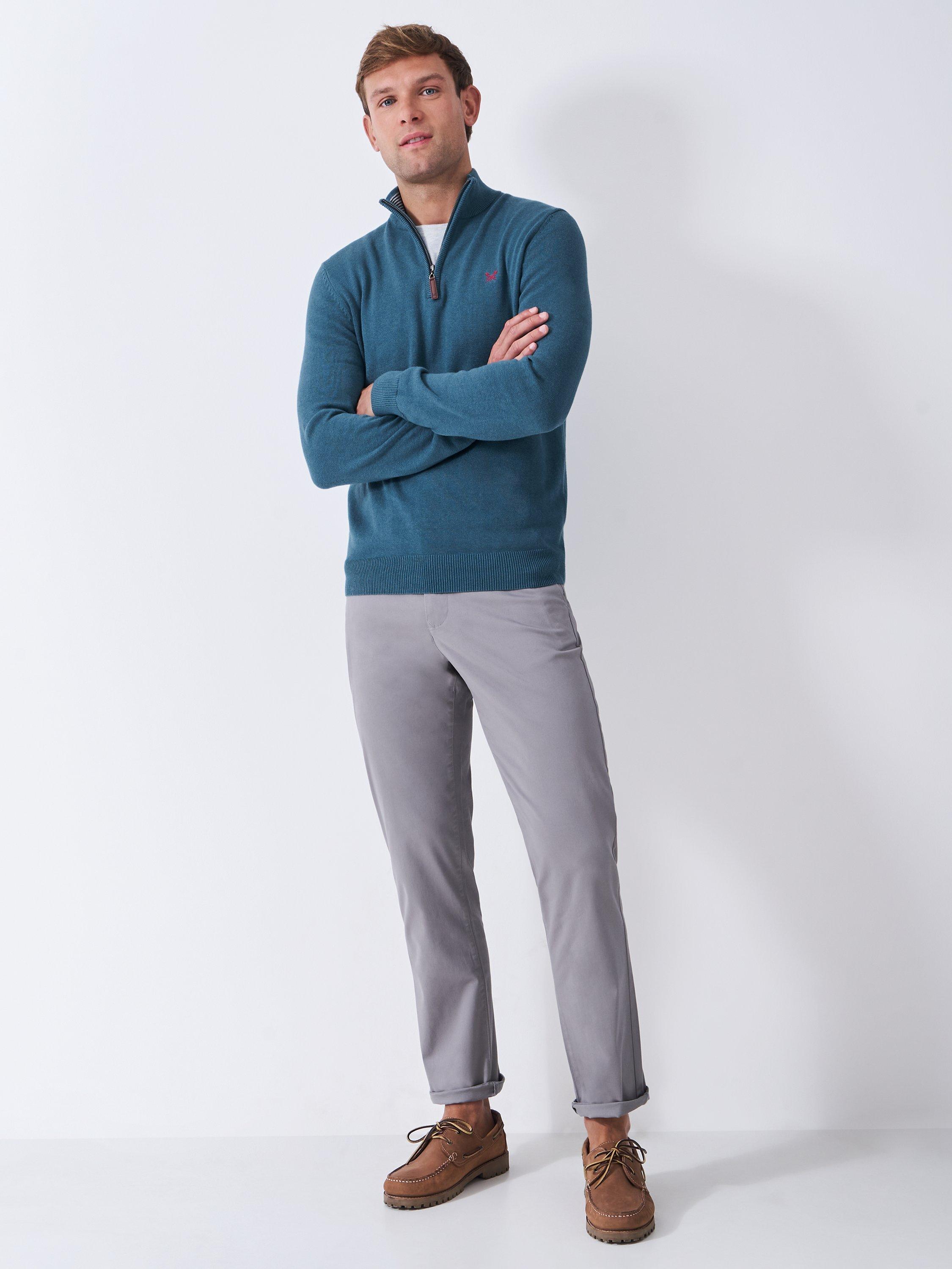 Product image 3 of 5, which shows Crew Clothing Cotton Half-Zip Jumper, Cobalt Blue, XS