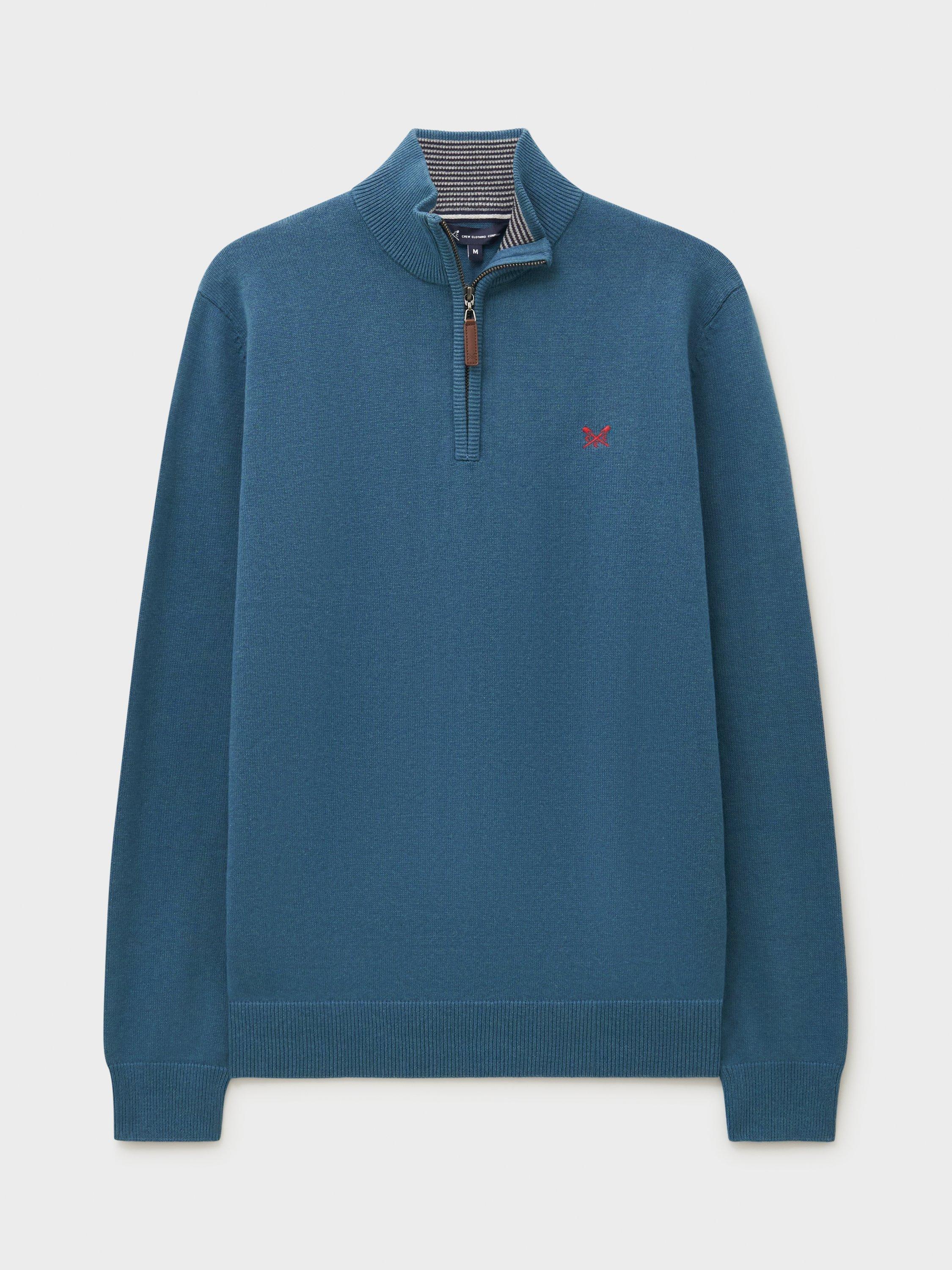 Product image 5 of 5, which shows Crew Clothing Cotton Half-Zip Jumper, Cobalt Blue, XS