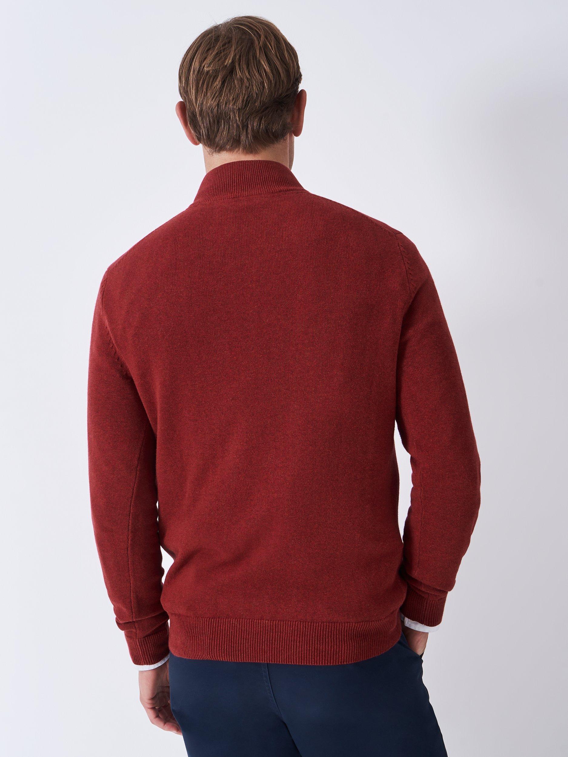 Product image 2 of 5, which shows Crew Clothing Cotton Half-Zip Jumper, Berry Red, XS