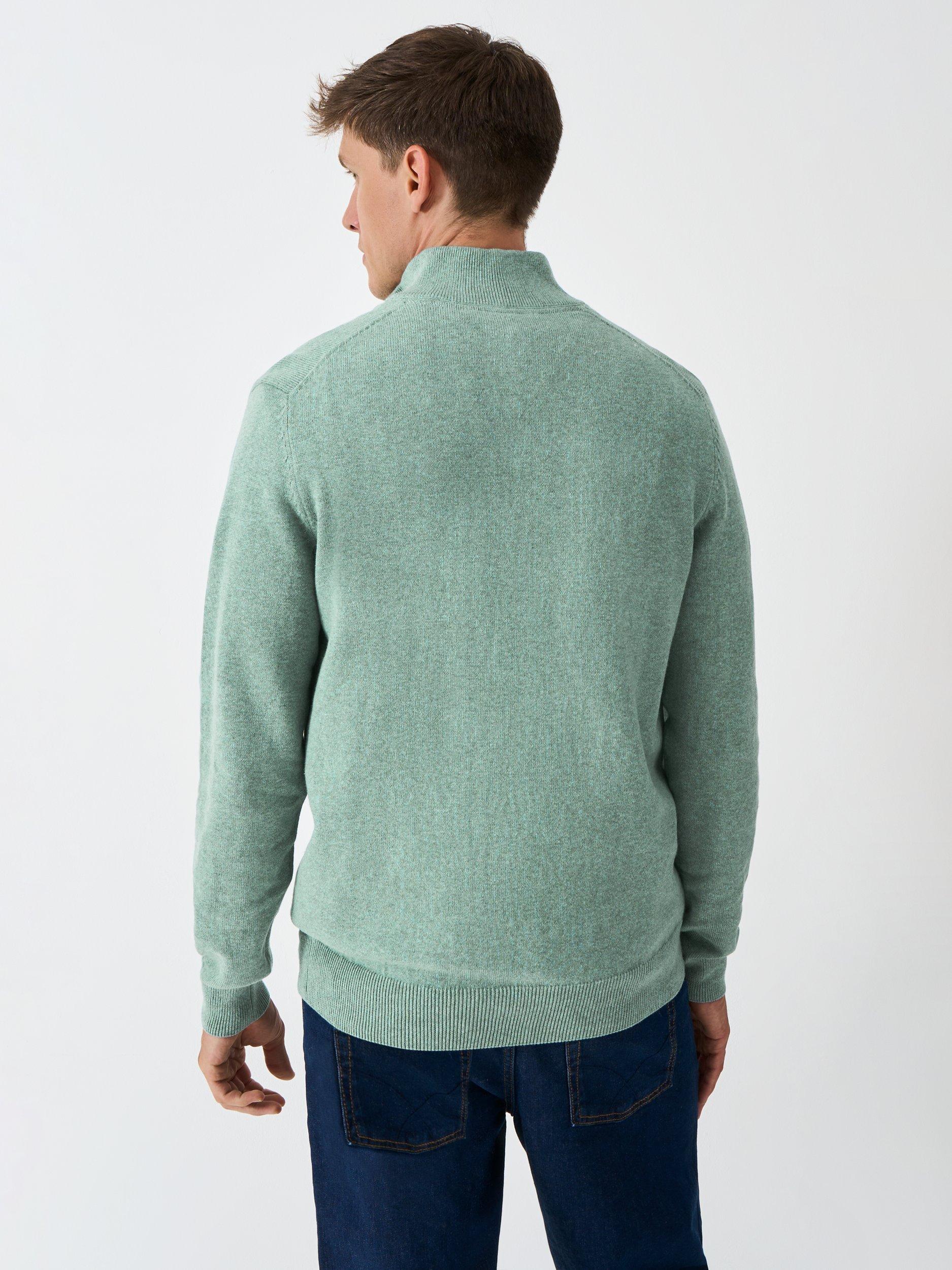 Product image 3 of 6, which shows Crew Clothing Cotton Half-Zip Jumper, Light Green, XS