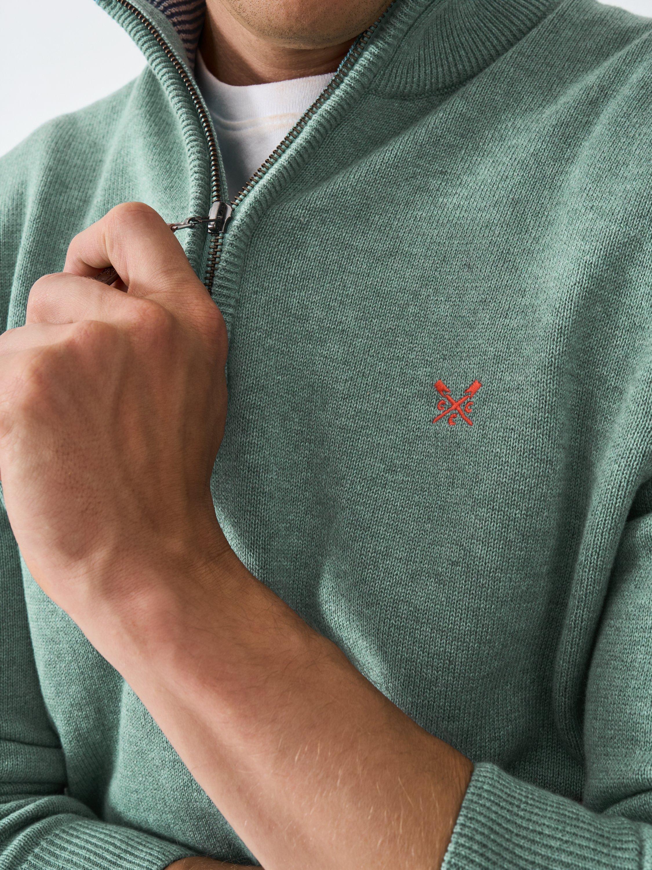 Product image 5 of 6, which shows Crew Clothing Cotton Half-Zip Jumper, Light Green, XS