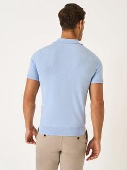 Crew Clothing Short Sleeve Knit Polo, Light Blue - view 2, Light Blue