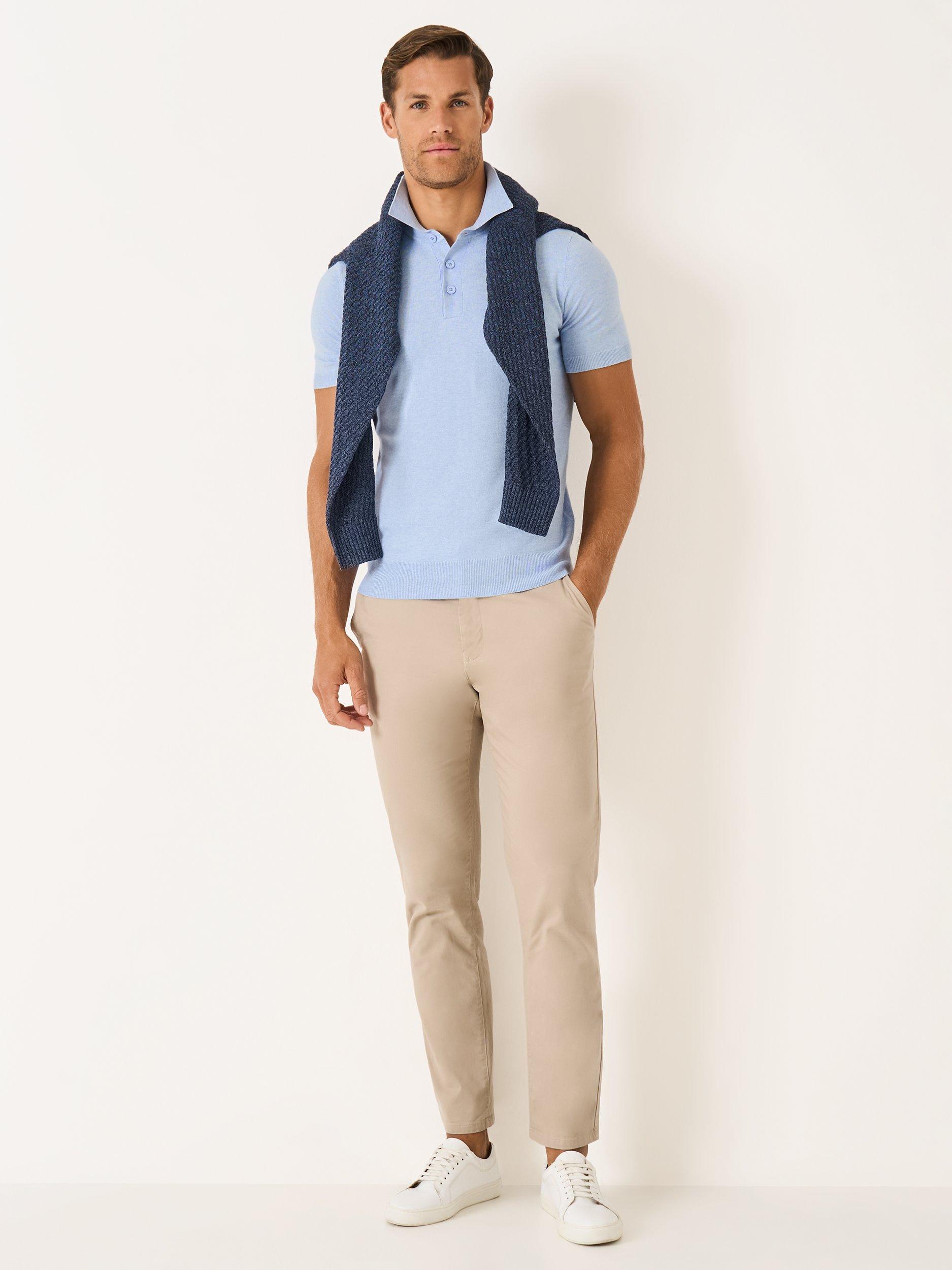 Product image 3 of 5, which shows Crew Clothing Short Sleeve Knit Polo, Light Blue, L