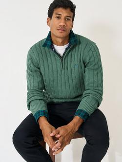 Crew Clothing Oarsman Cable Half Zip Jumper, Jade Green