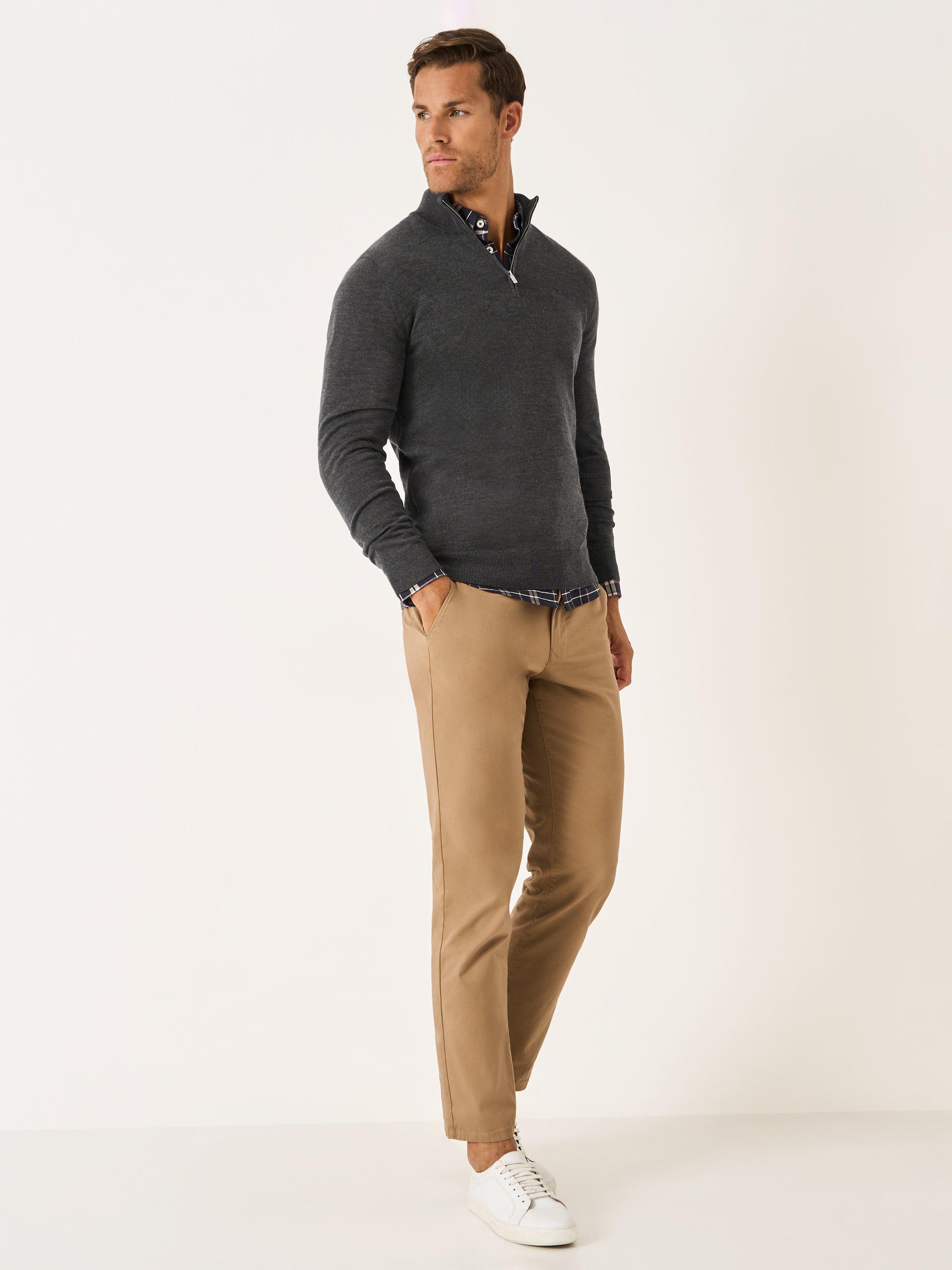 Product image 3 of 5, which shows Crew Clothing Merino Wool Half-Zip Jumper, Graphite Grey, L