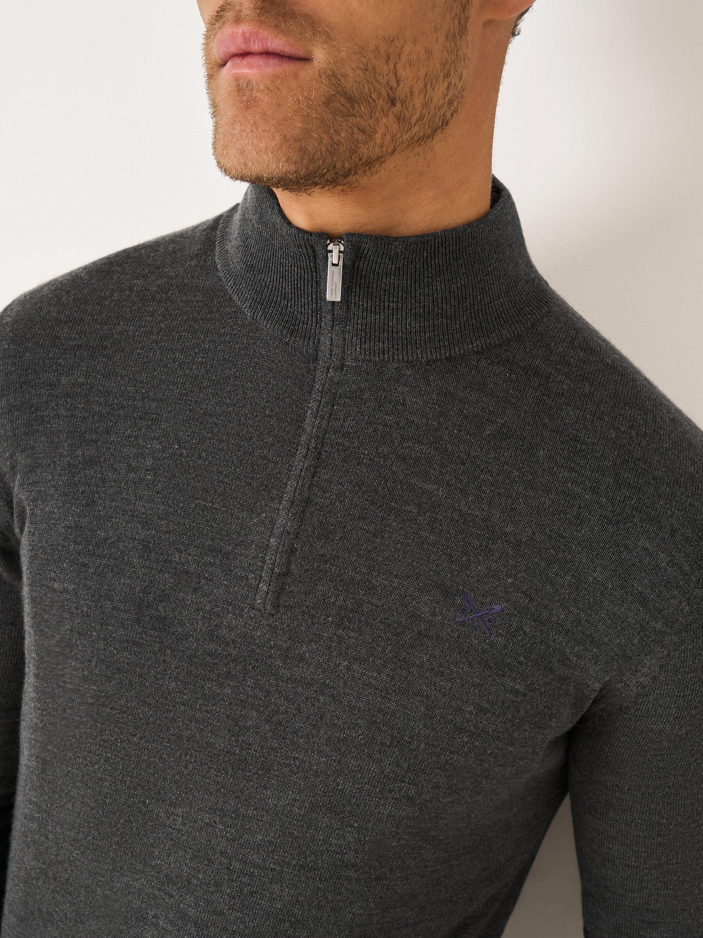 Product image 4 of 5, which shows Crew Clothing Merino Wool Half-Zip Jumper, Graphite Grey, L