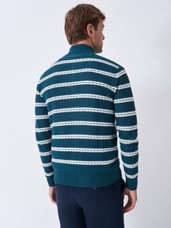Crew Clothing Striped Half-Zip Jumper - view 2, Cobalt Blue